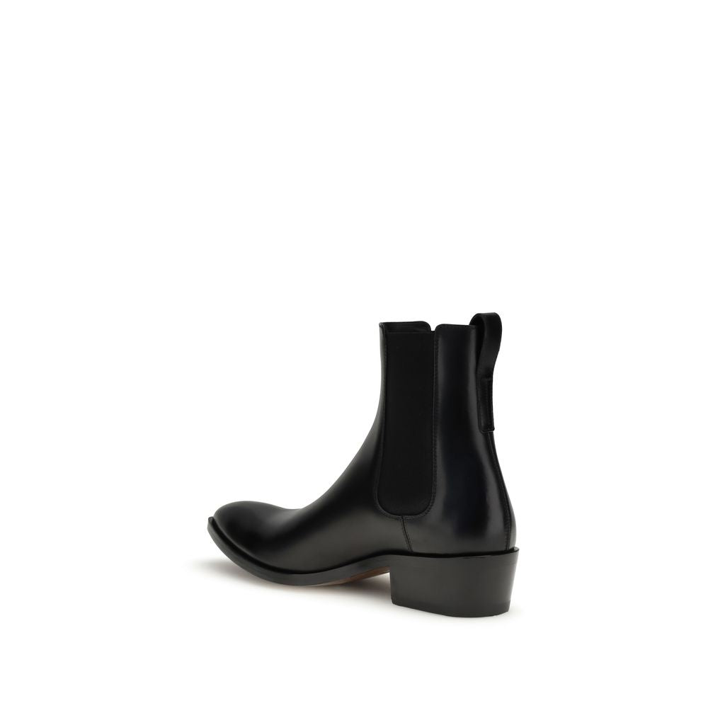 Black Calf Leather Bos Taurus Chelsea Boots - ventzia
