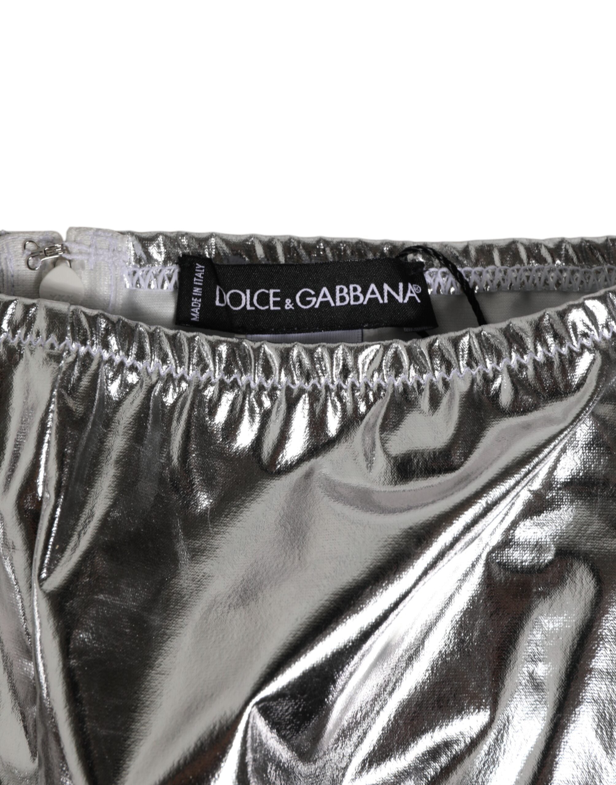 Silver Metallic High Waist Bikini Bottom Women  Underwear