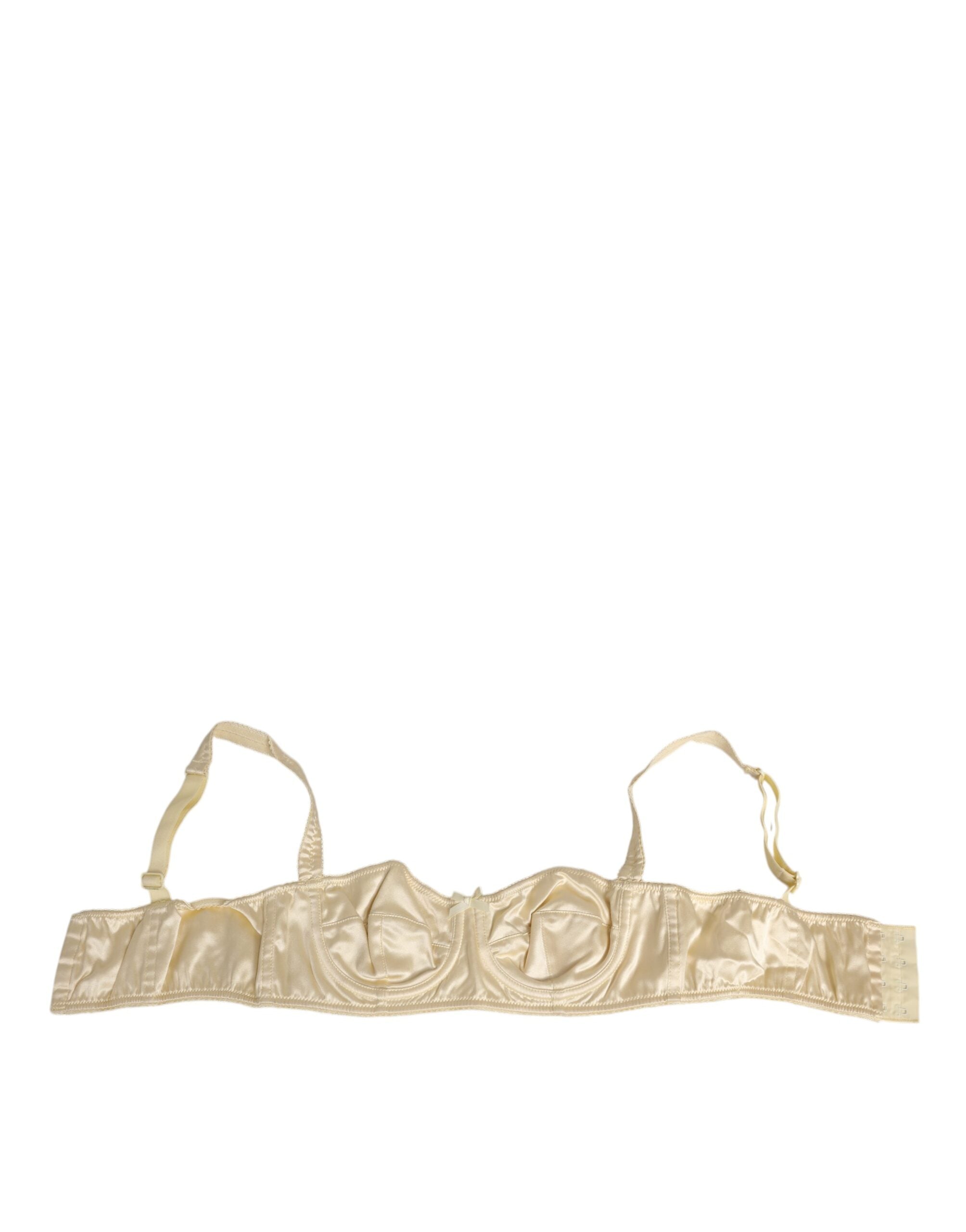 Cream Satin Blend Balconette Bra Underwear - ventzia