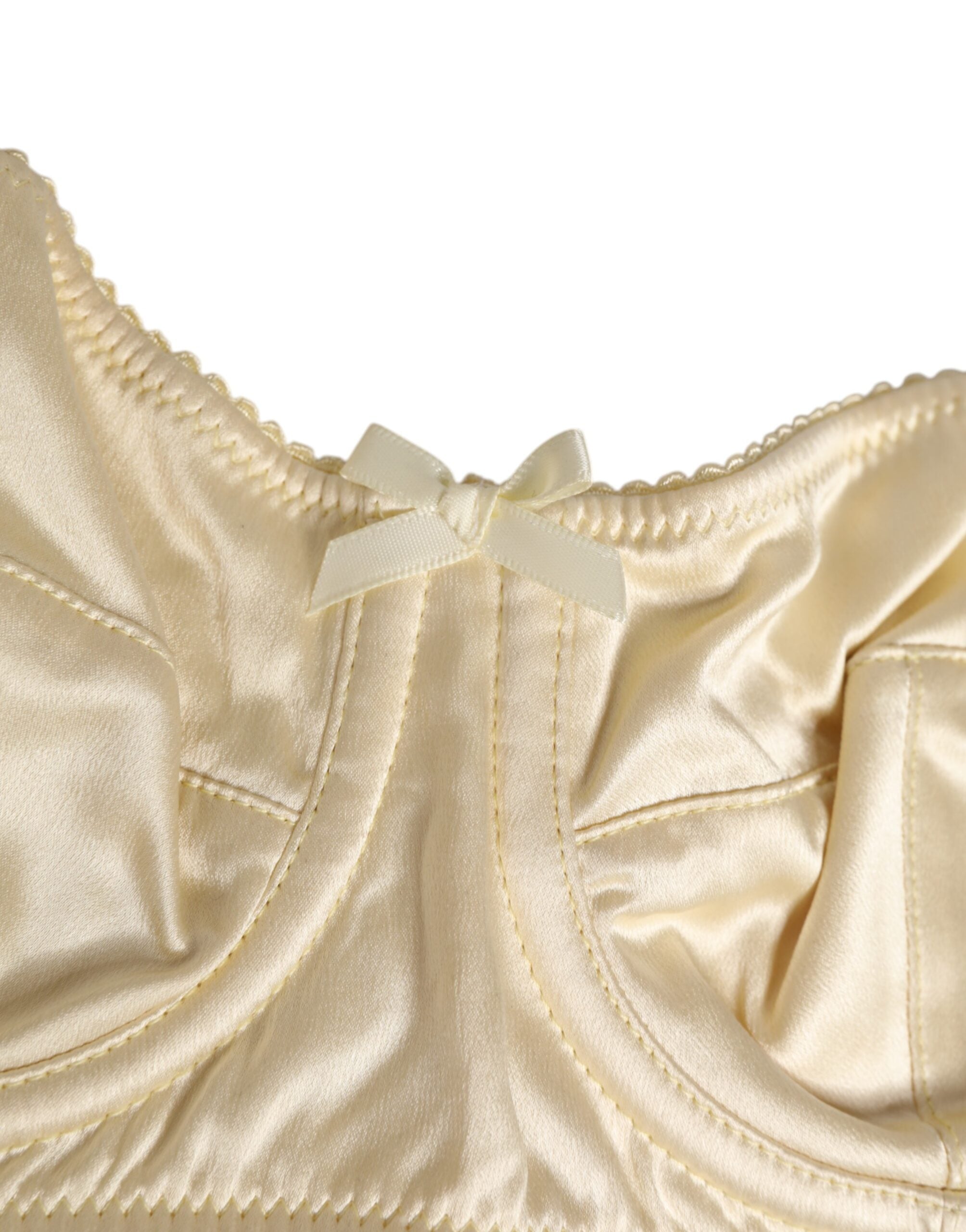 Cream Satin Blend Balconette Bra Underwear - ventzia