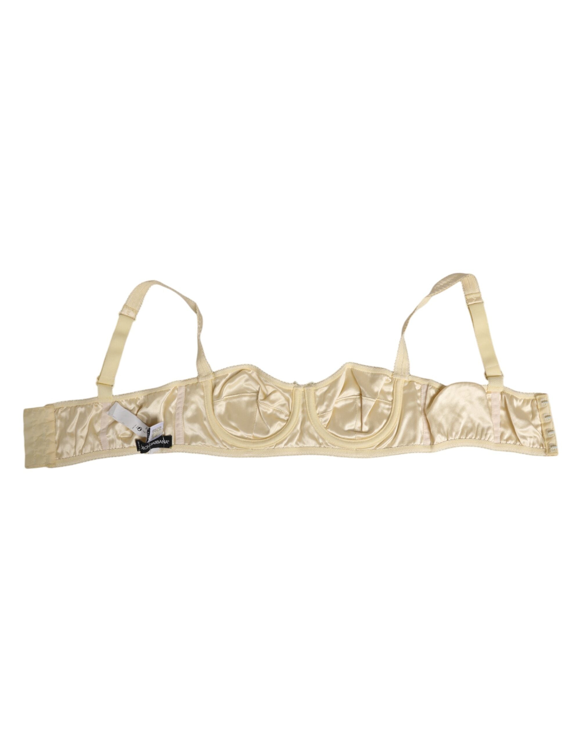 Cream Satin Blend Balconette Bra Underwear - ventzia