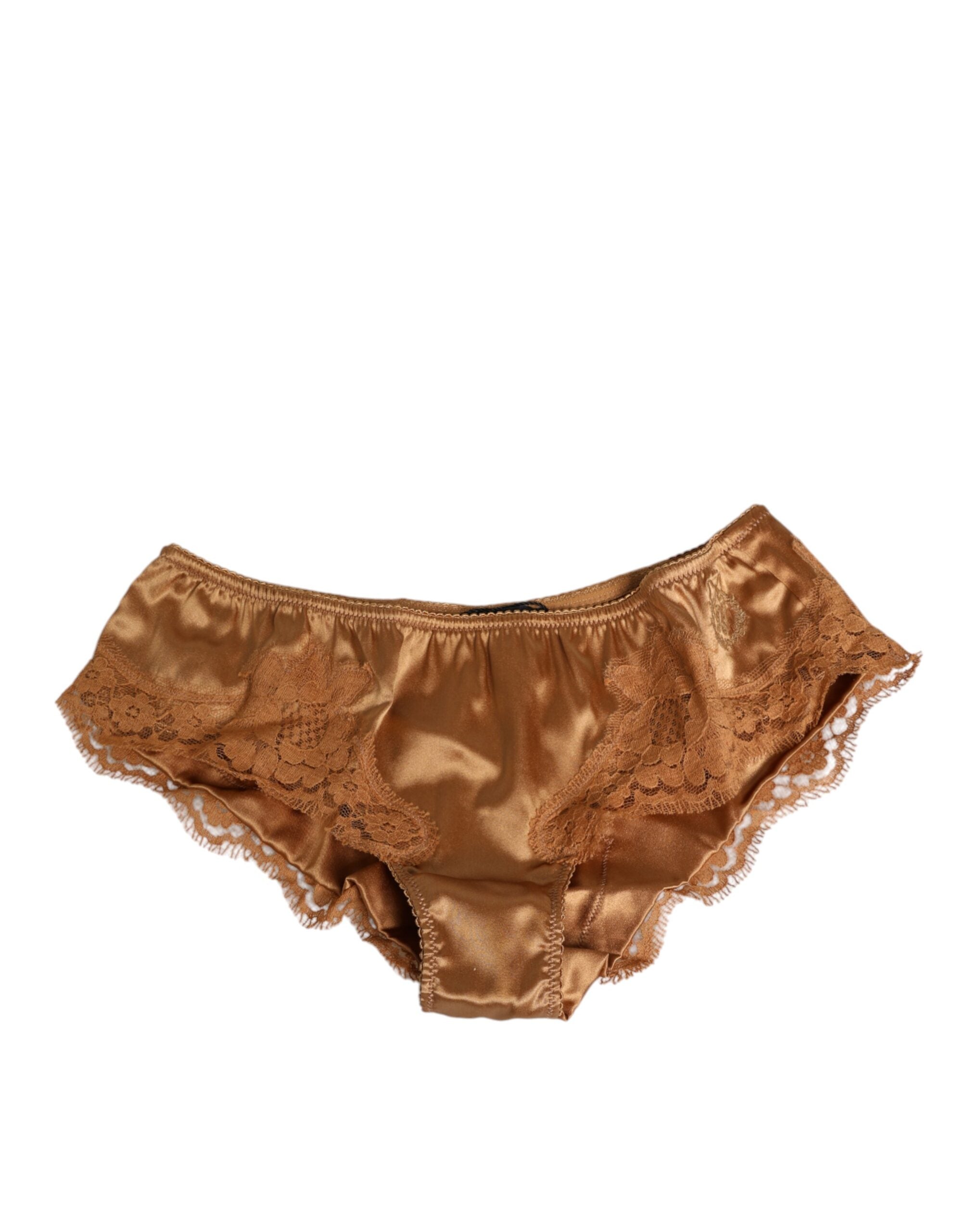 Brown Lace Silk Satin Slip Panties Underwear - ventzia