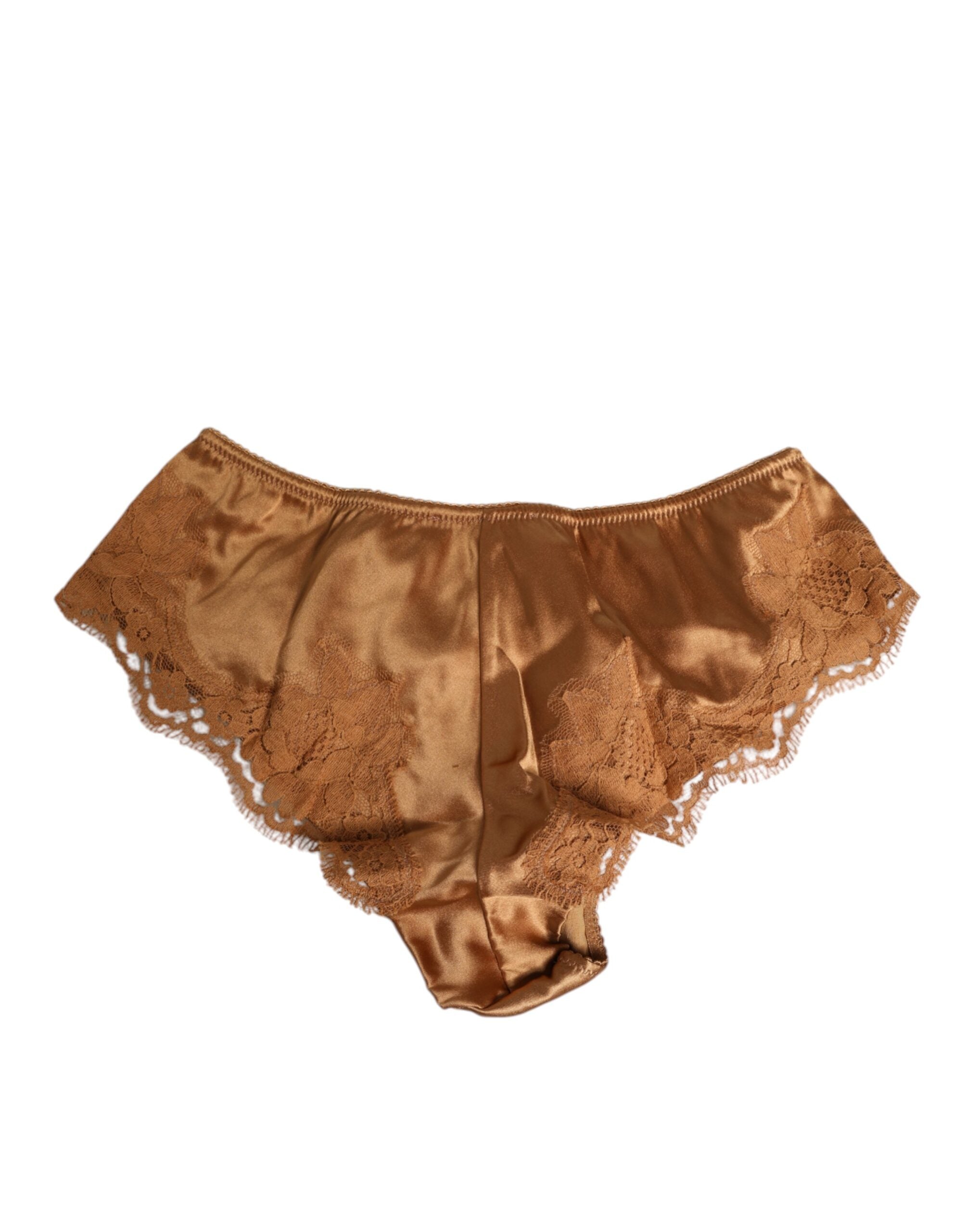 Brown Lace Silk Satin Slip Panties Underwear - ventzia