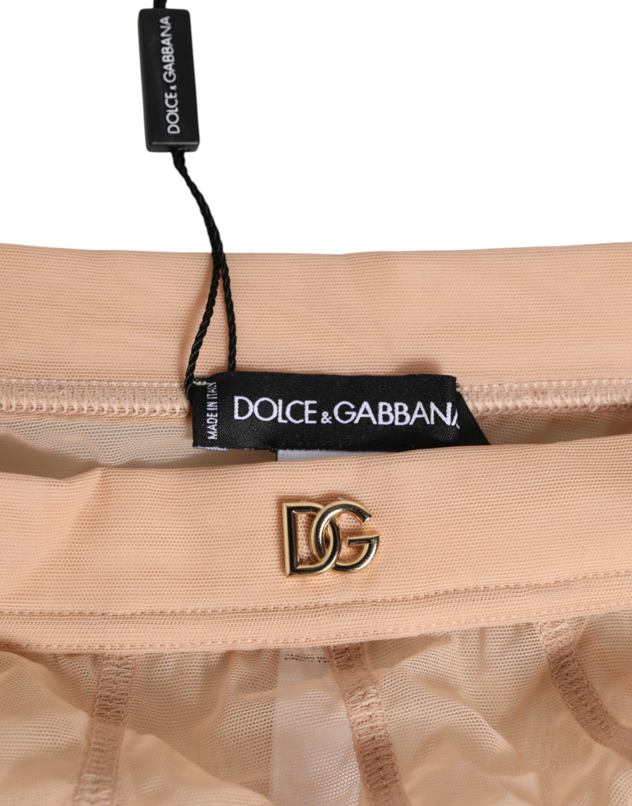Beige Sheer Mesh High Waist Panty Underwear - ventzia