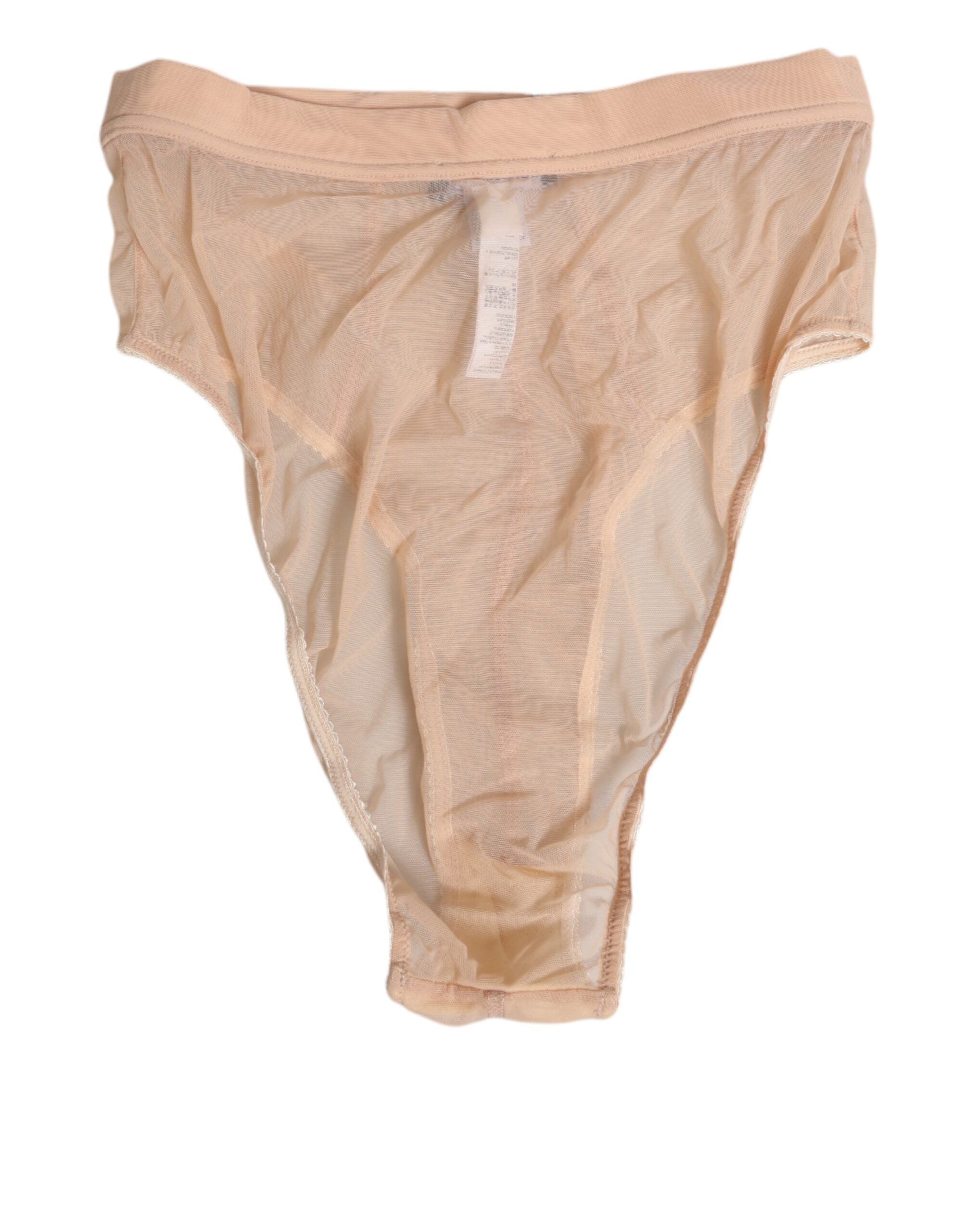 Beige Sheer Mesh High Waist Panty Underwear - ventzia