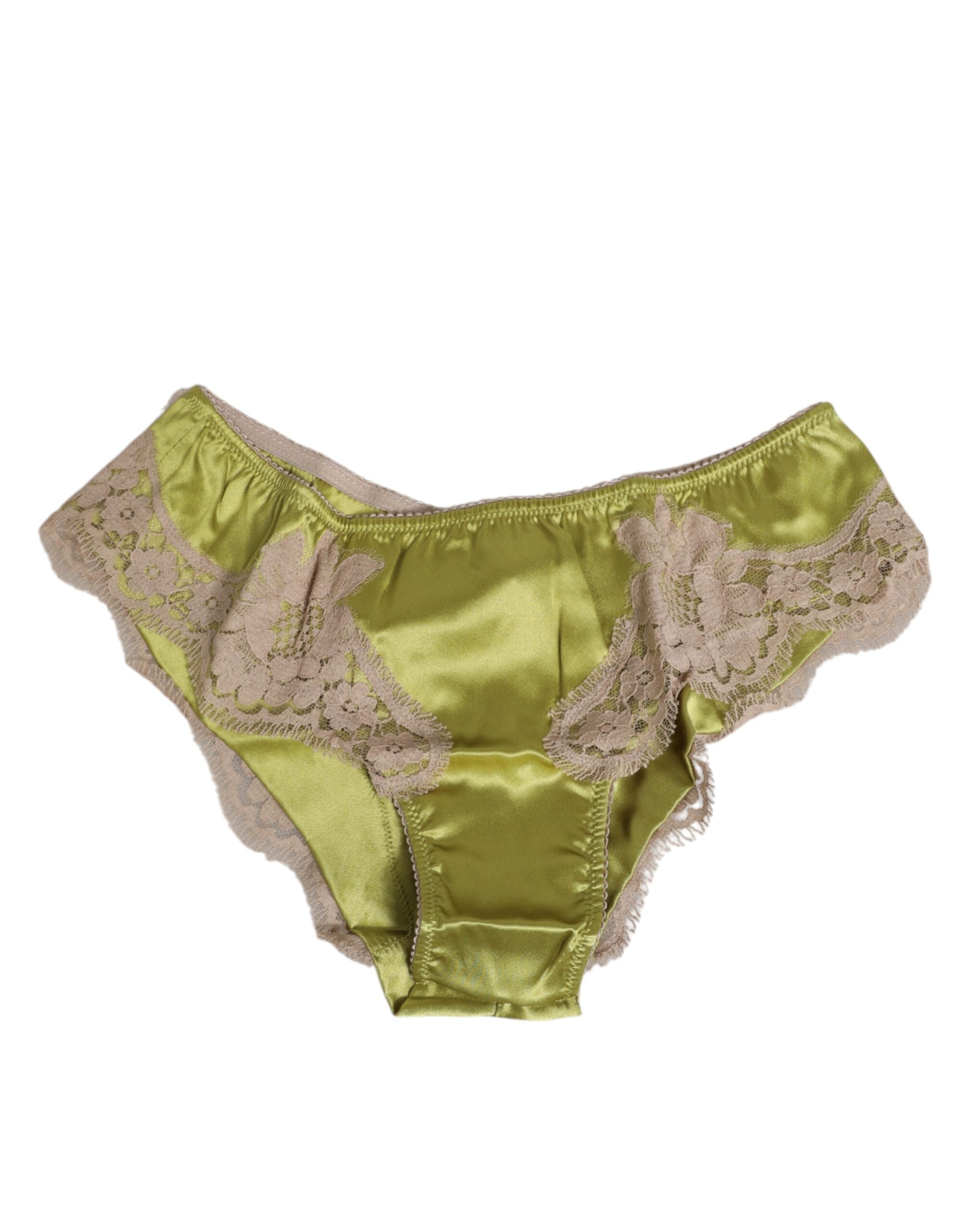Green Silk Satin Lace Trim New Slip Underwear - ventzia