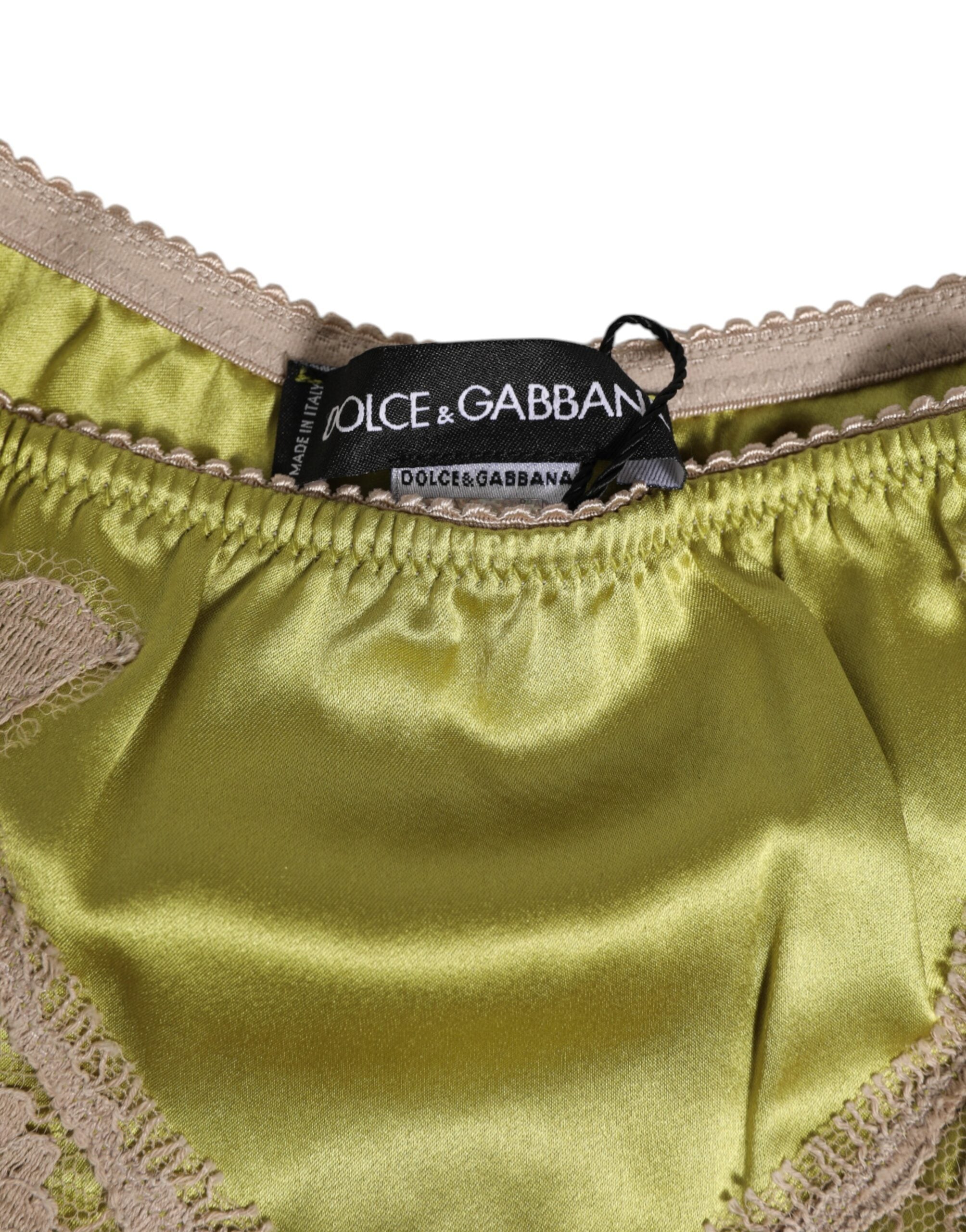 Green Silk Satin Lace Trim New Slip Underwear - ventzia