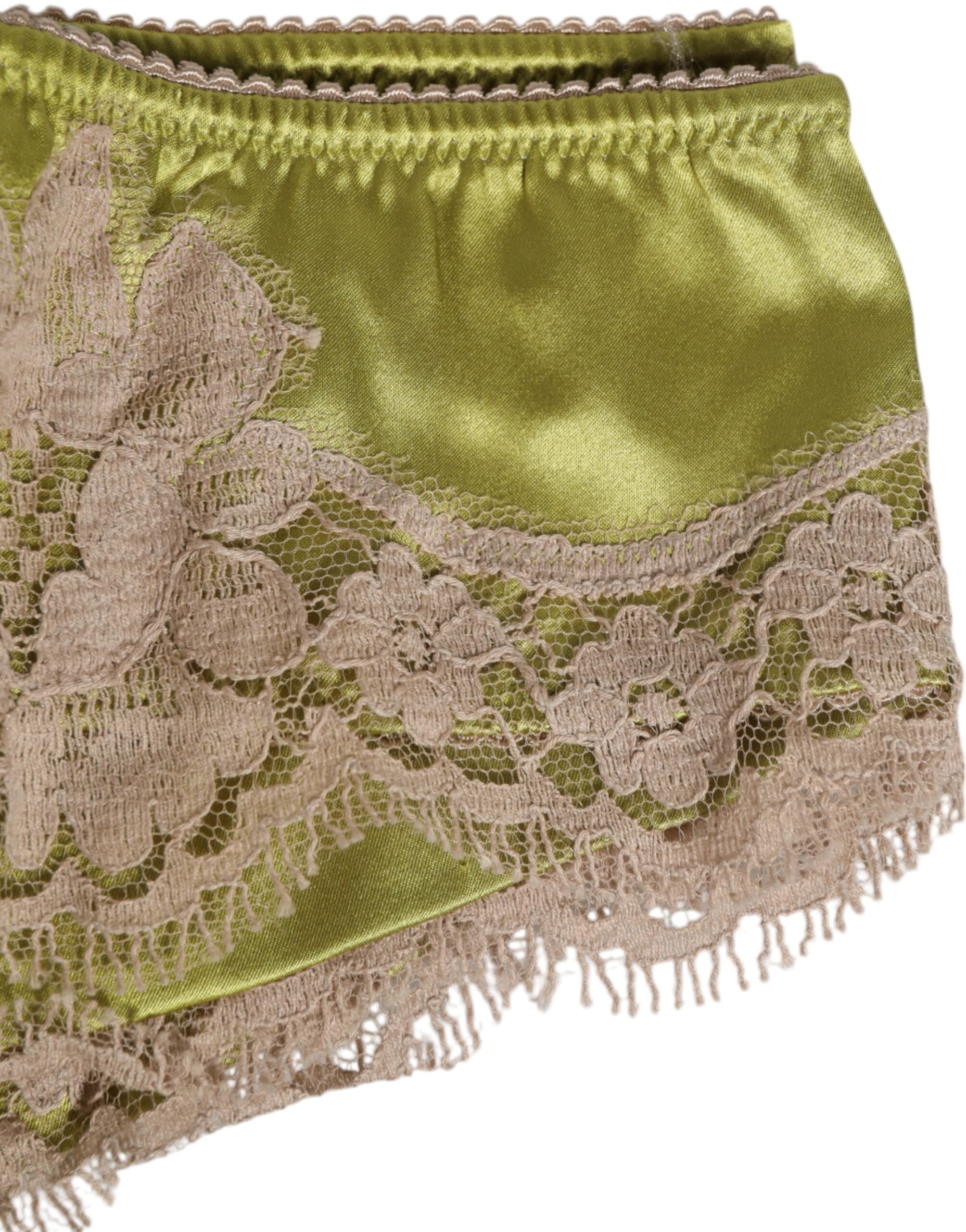 Green Silk Satin Lace Trim New Slip Underwear - ventzia