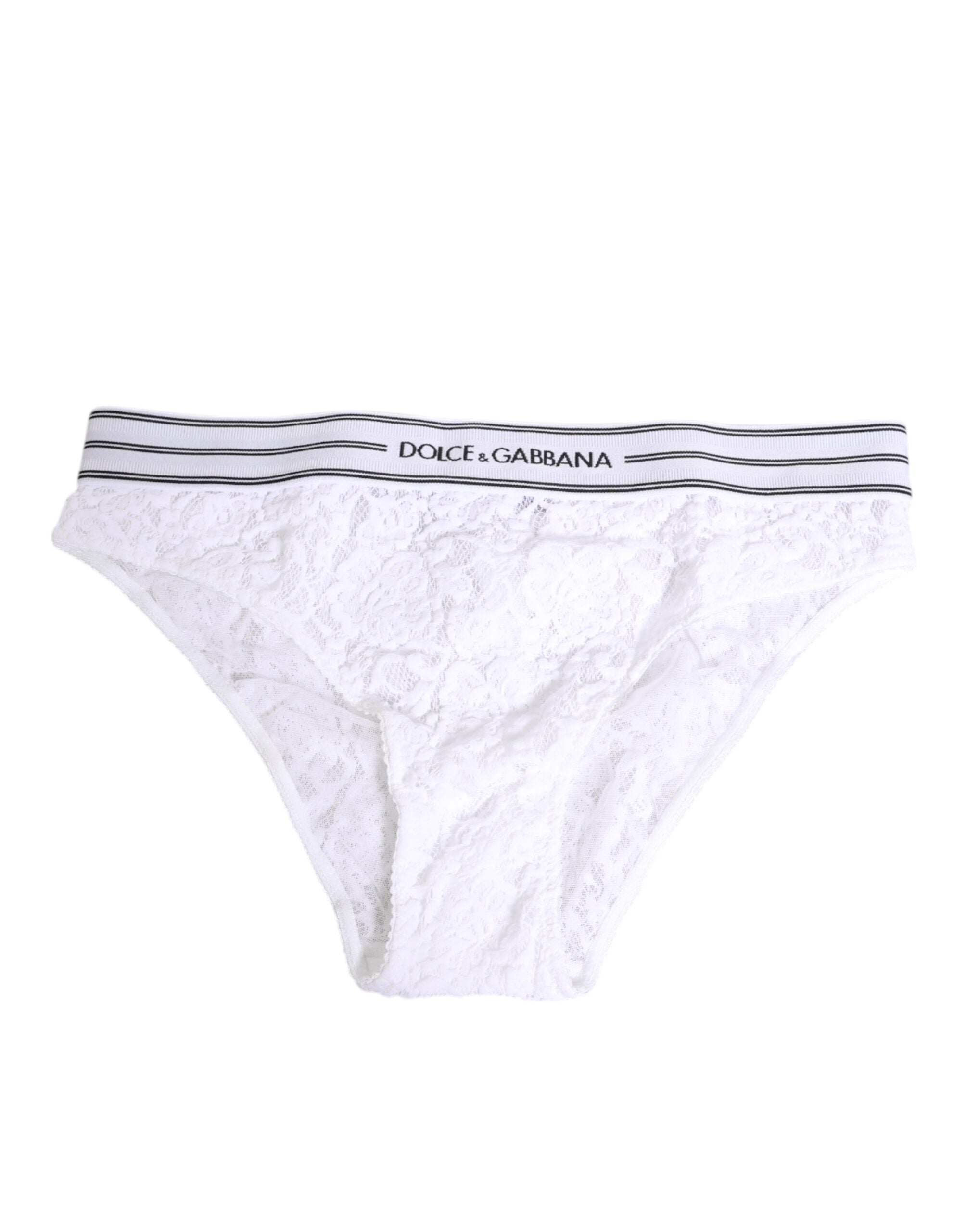 White Lace Slip Brief Logo Waistband Underwear - ventzia