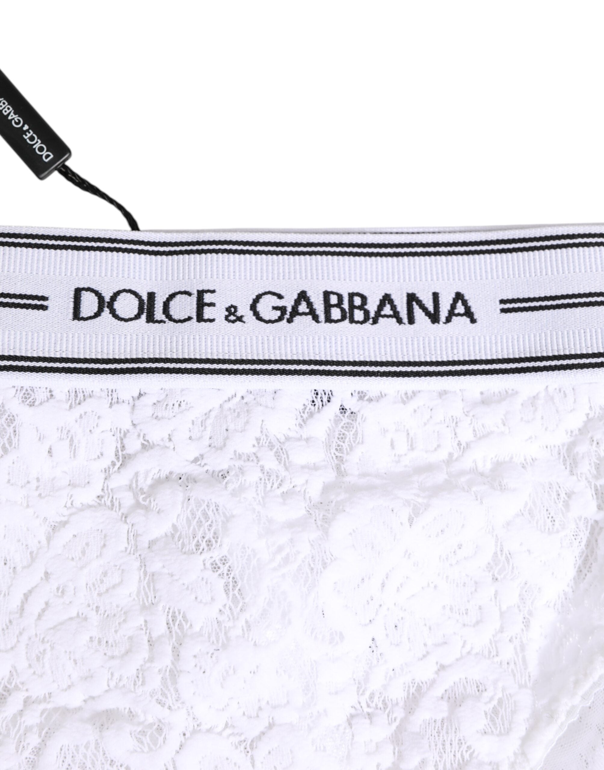 White Lace Slip Brief Logo Waistband Underwear - ventzia
