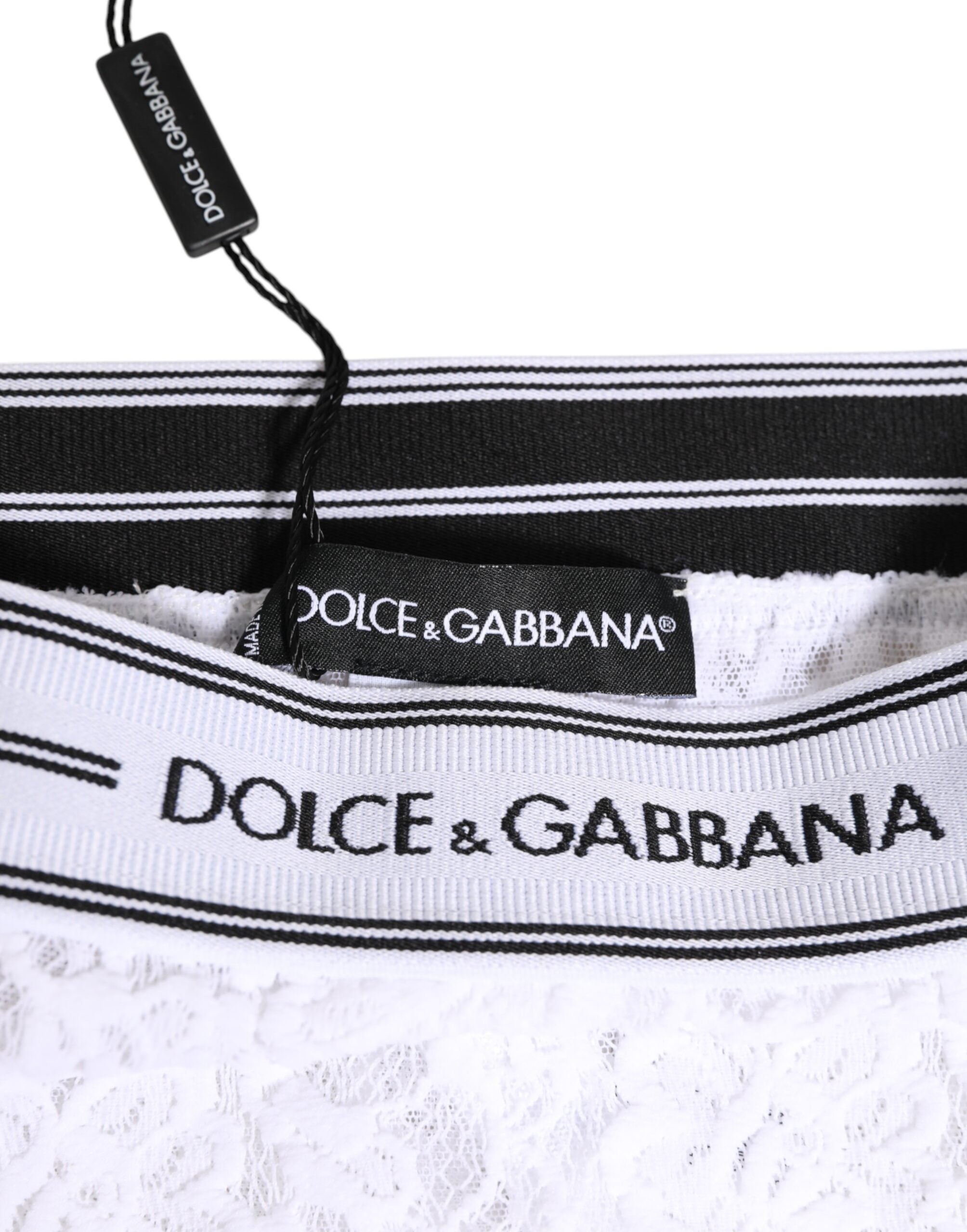 White Lace Slip Brief Logo Waistband Underwear - ventzia