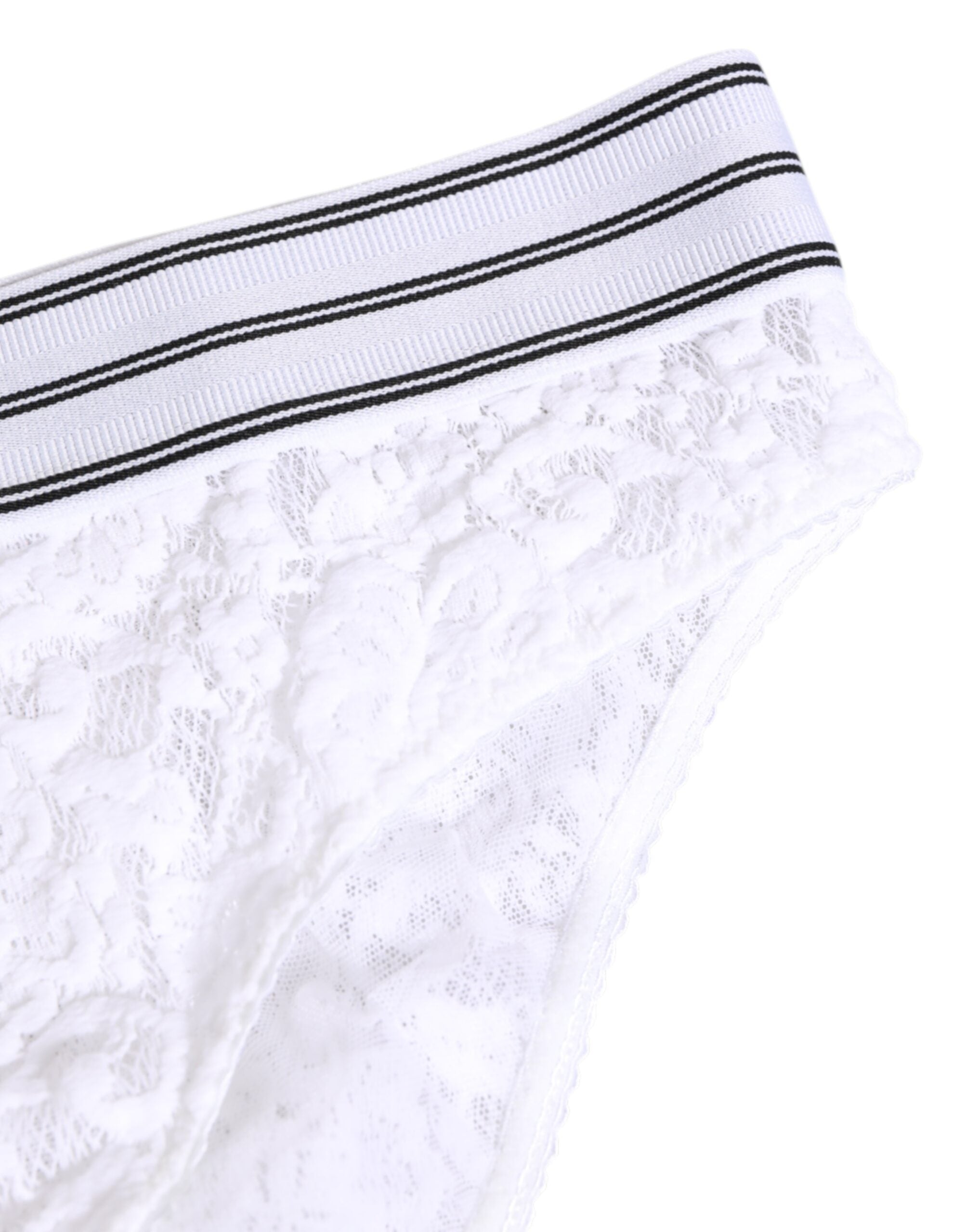 White Lace Slip Brief Logo Waistband Underwear - ventzia