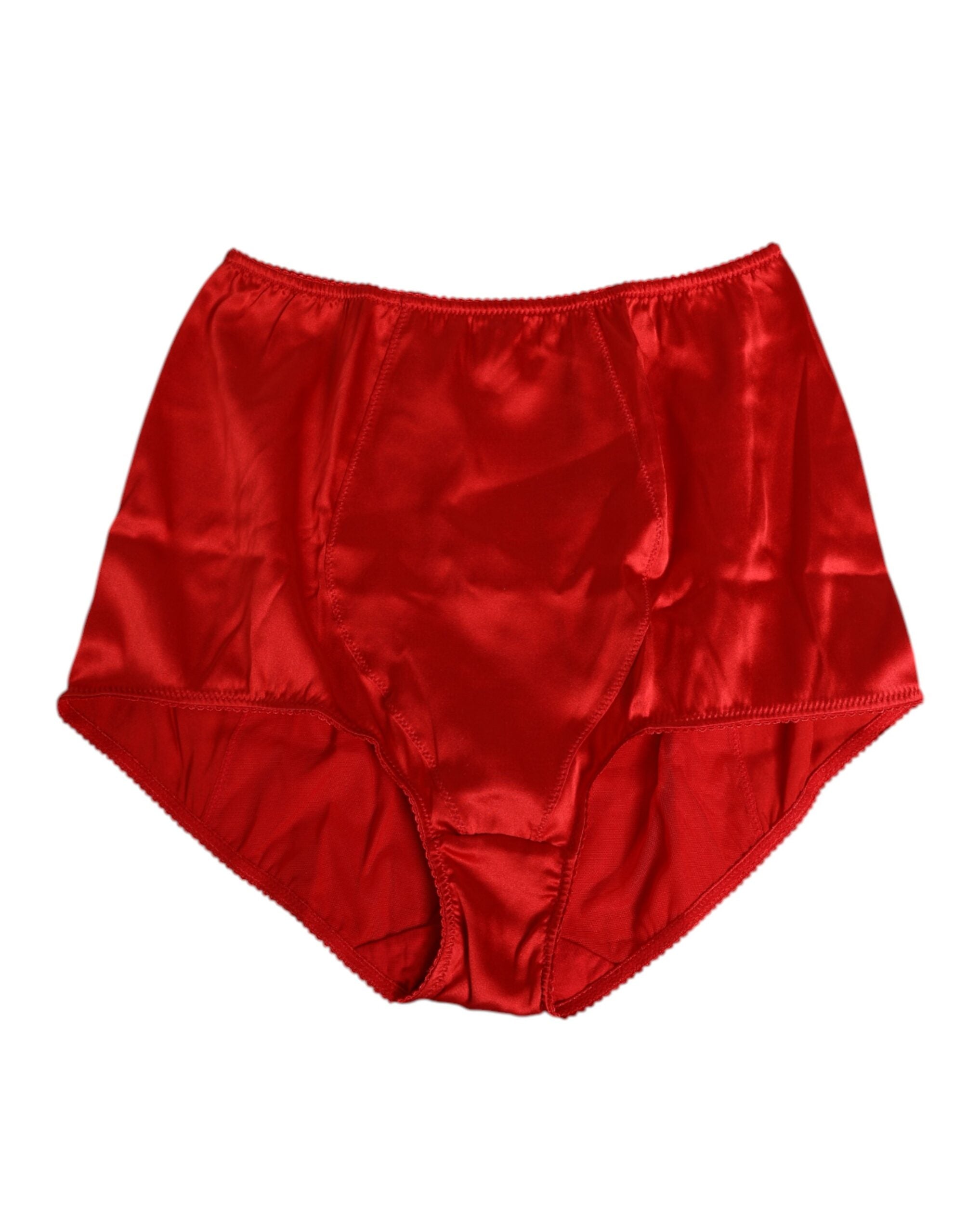 Red Silk Satin High-Waist Briefs Women Underwear - ventzia
