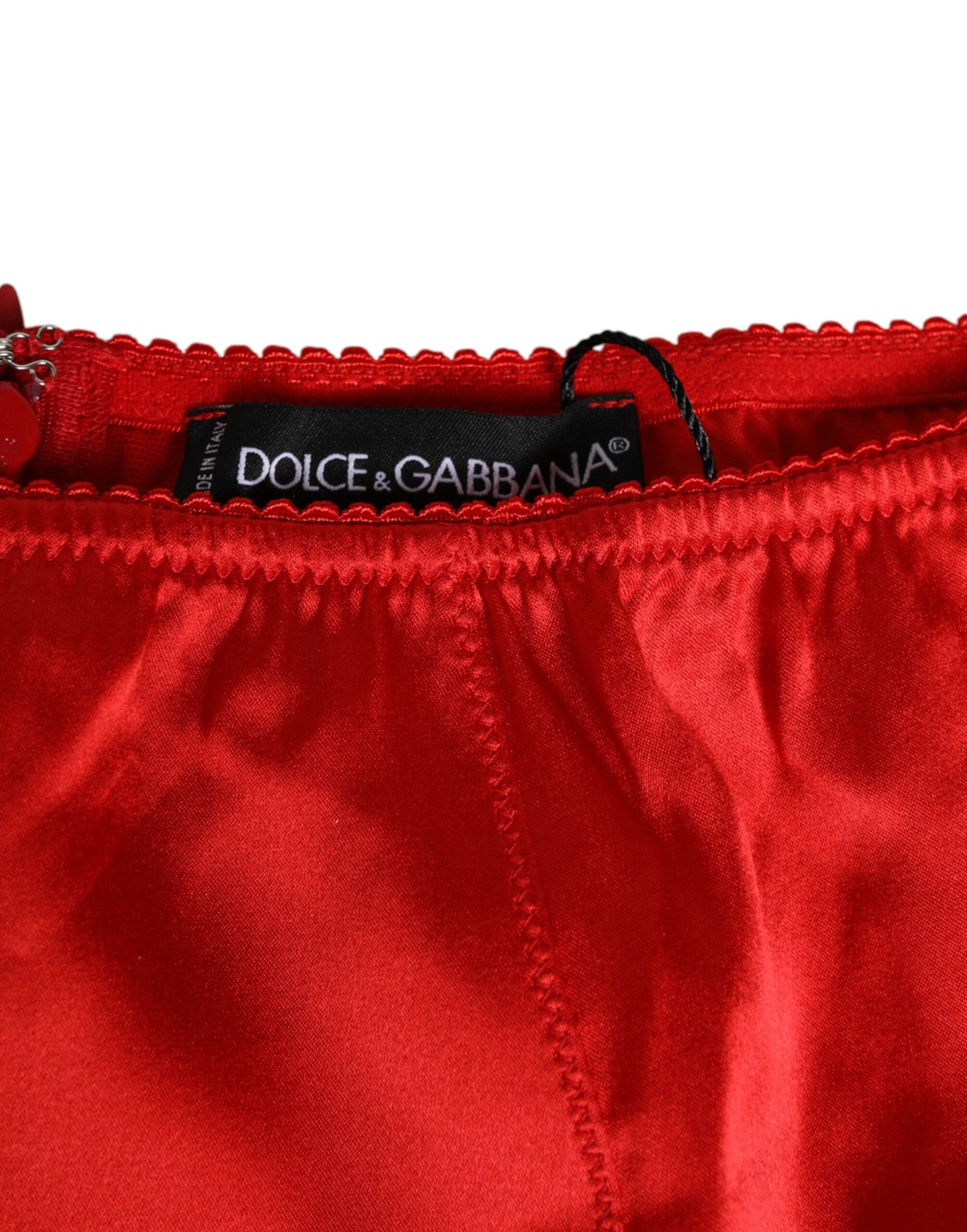 Red Silk Satin High-Waist Briefs Women Underwear - ventzia