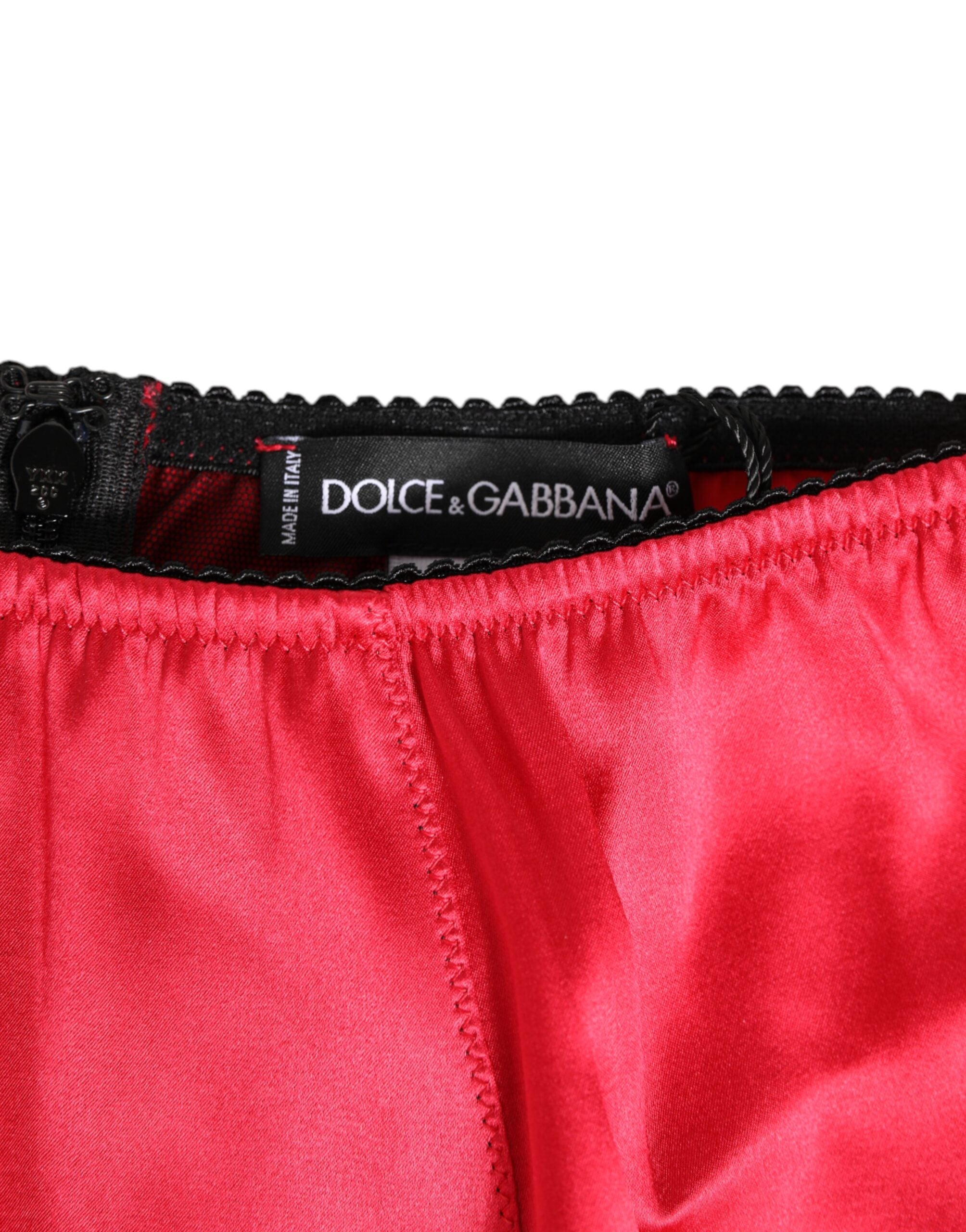 Red Silk Satin High-Waist Briefs Underwear - ventzia