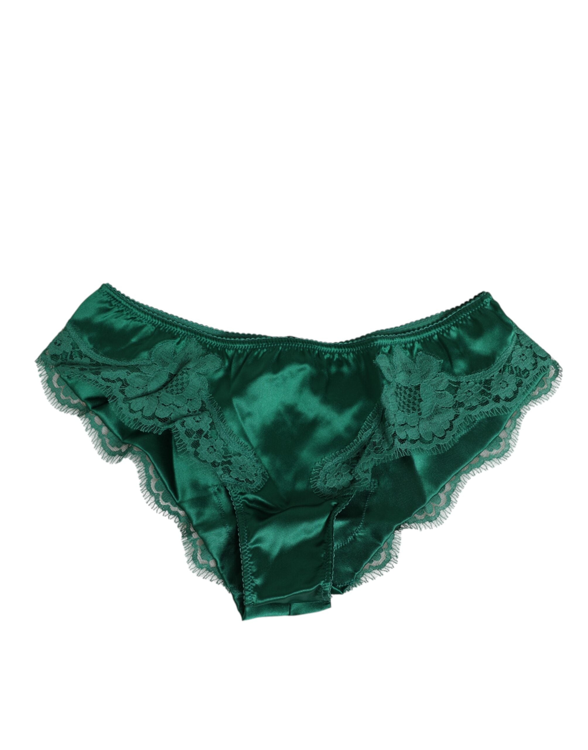 Green Satin Lace Briefs Women Underwear - ventzia