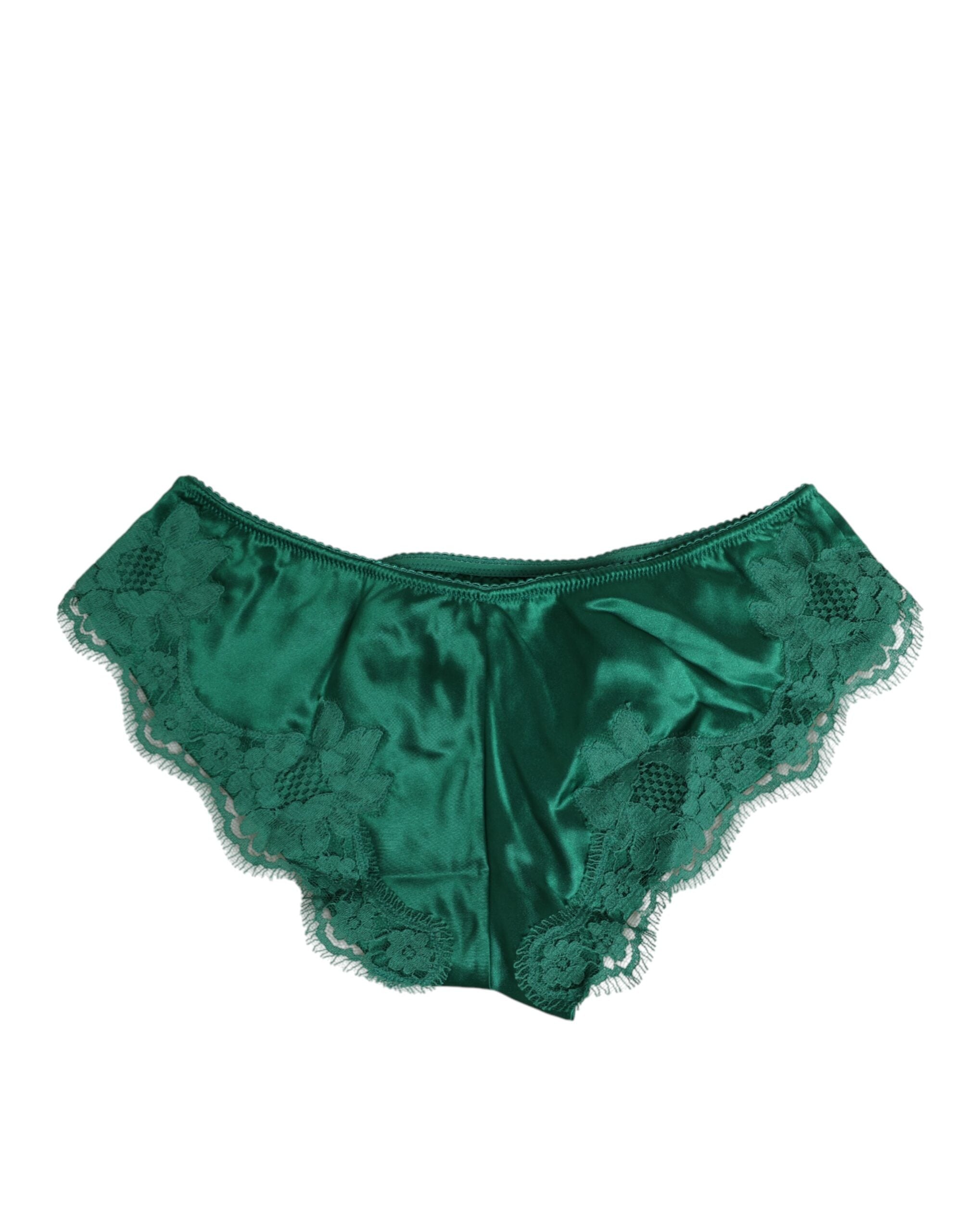 Green Satin Lace Briefs Women Underwear - ventzia