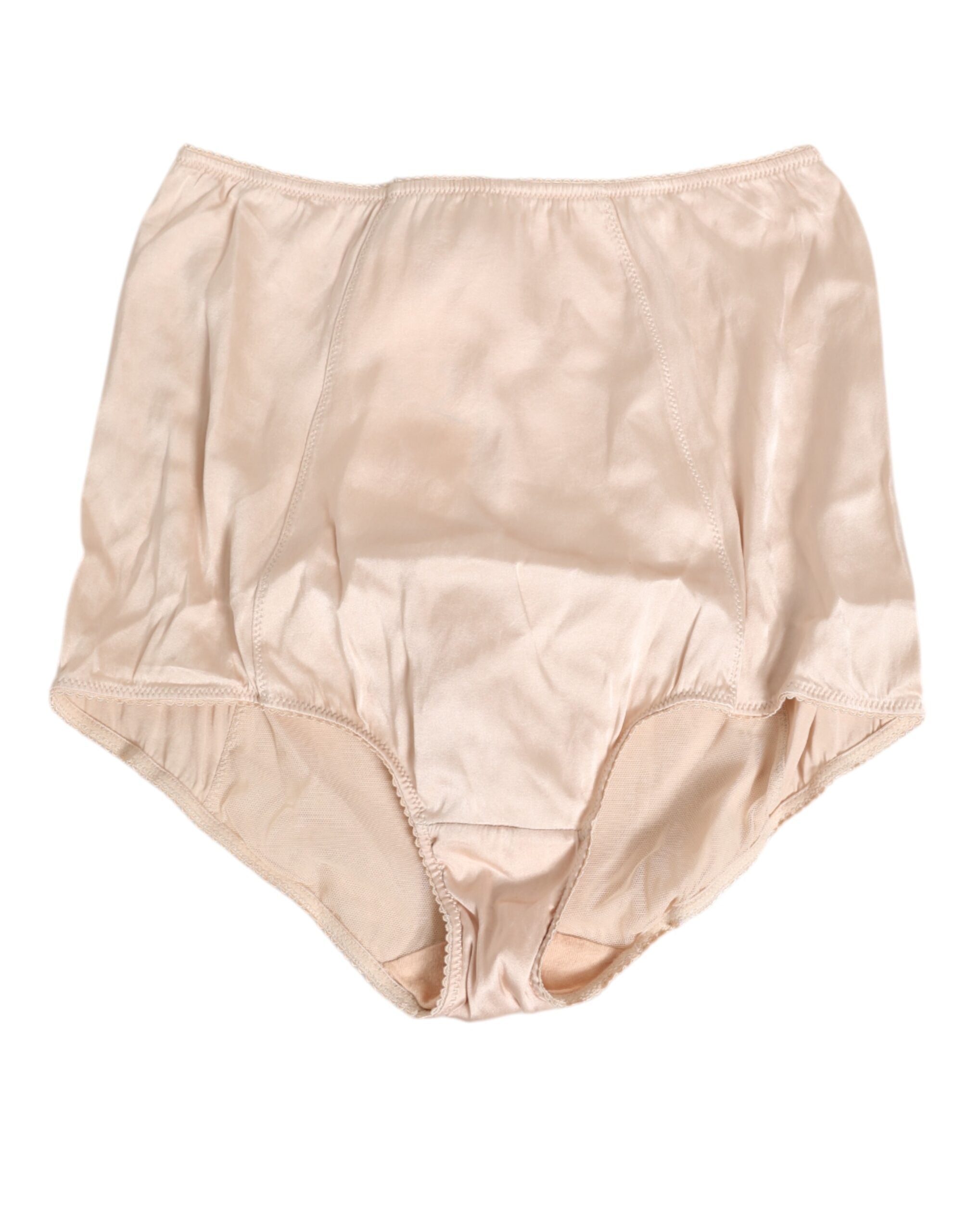 Beige Rosato Silk Satin High Waist Underwear - ventzia