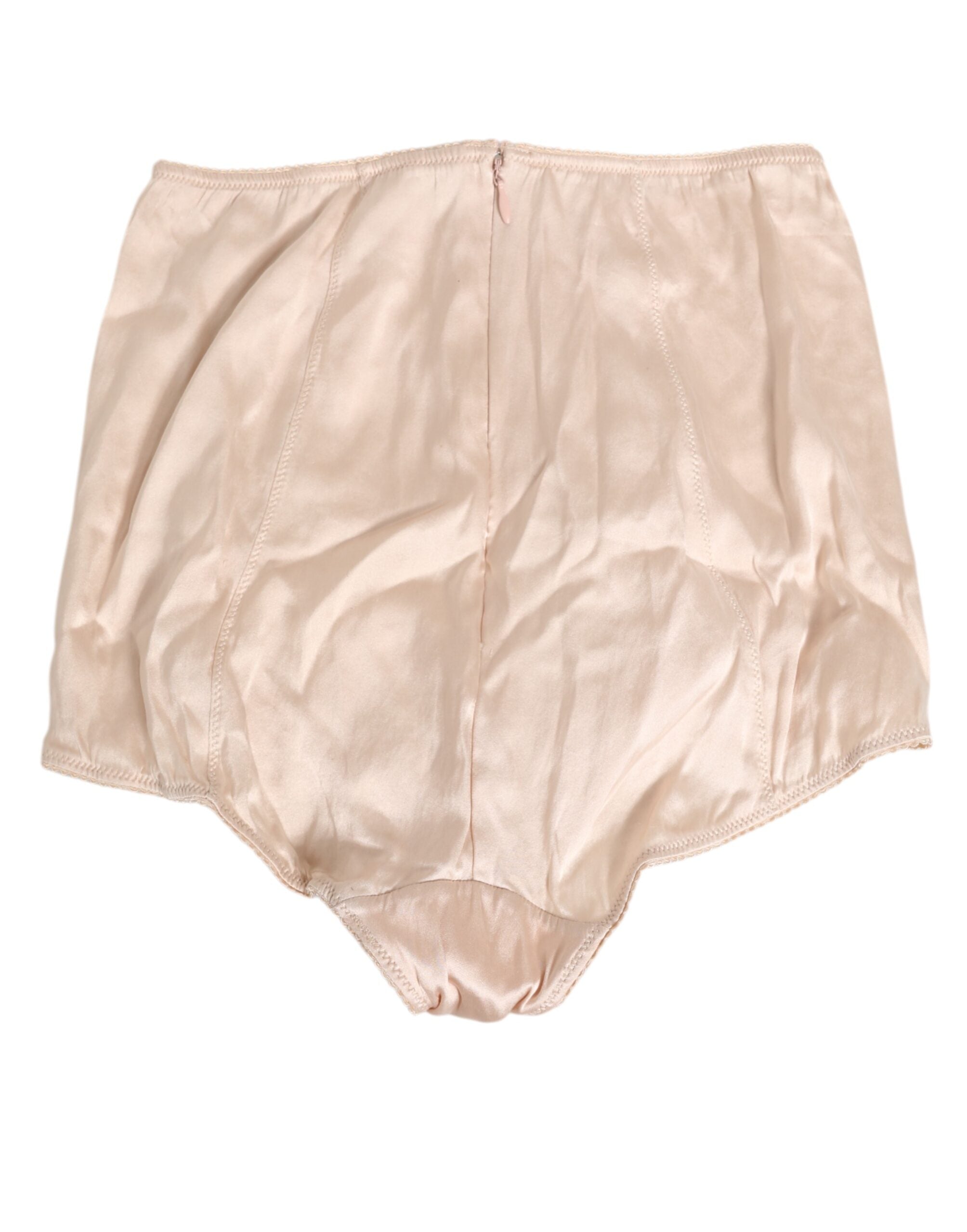 Beige Rosato Silk Satin High Waist Underwear - ventzia