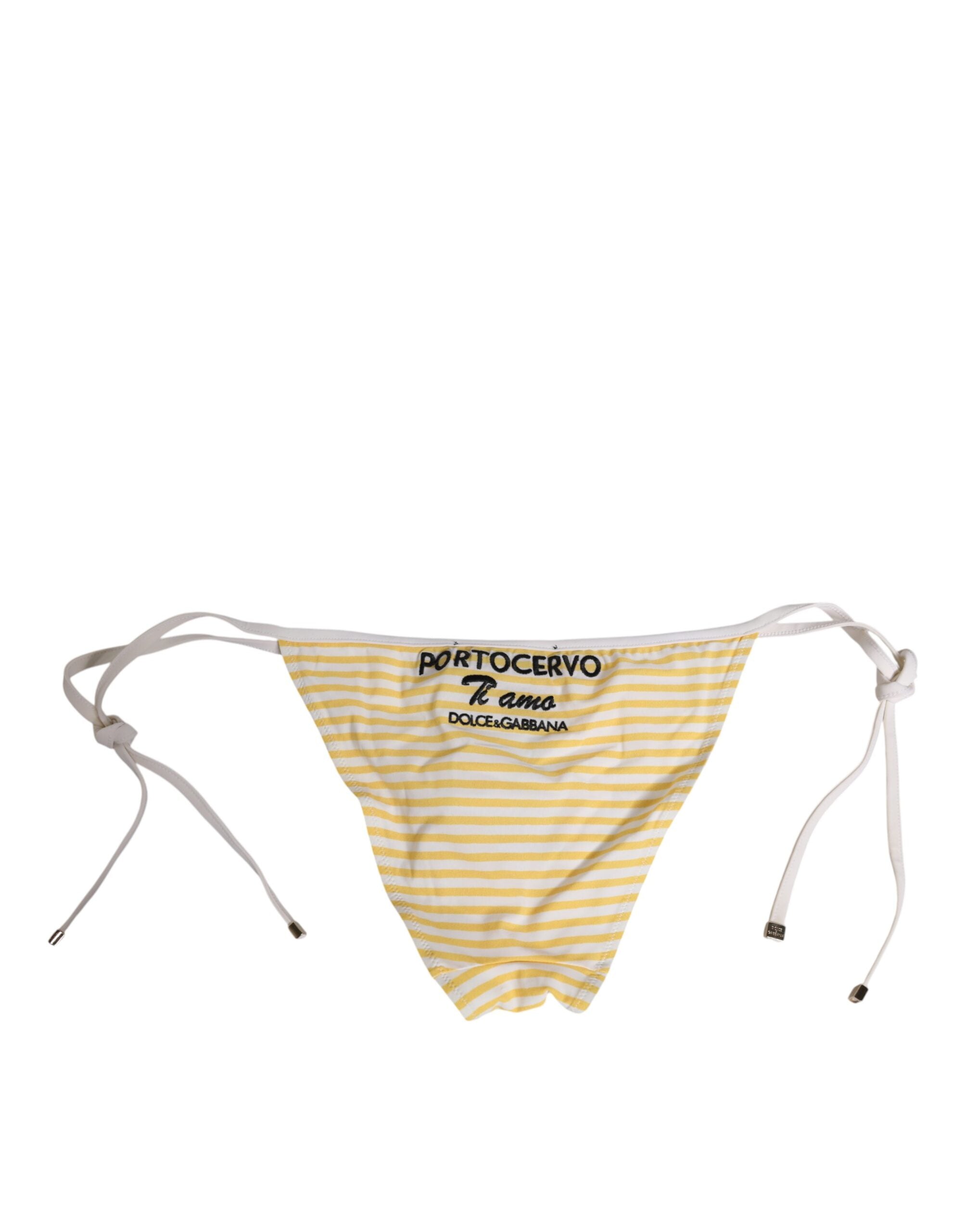 White Yellow Stripe Tie Side Logo Underwear - ventzia