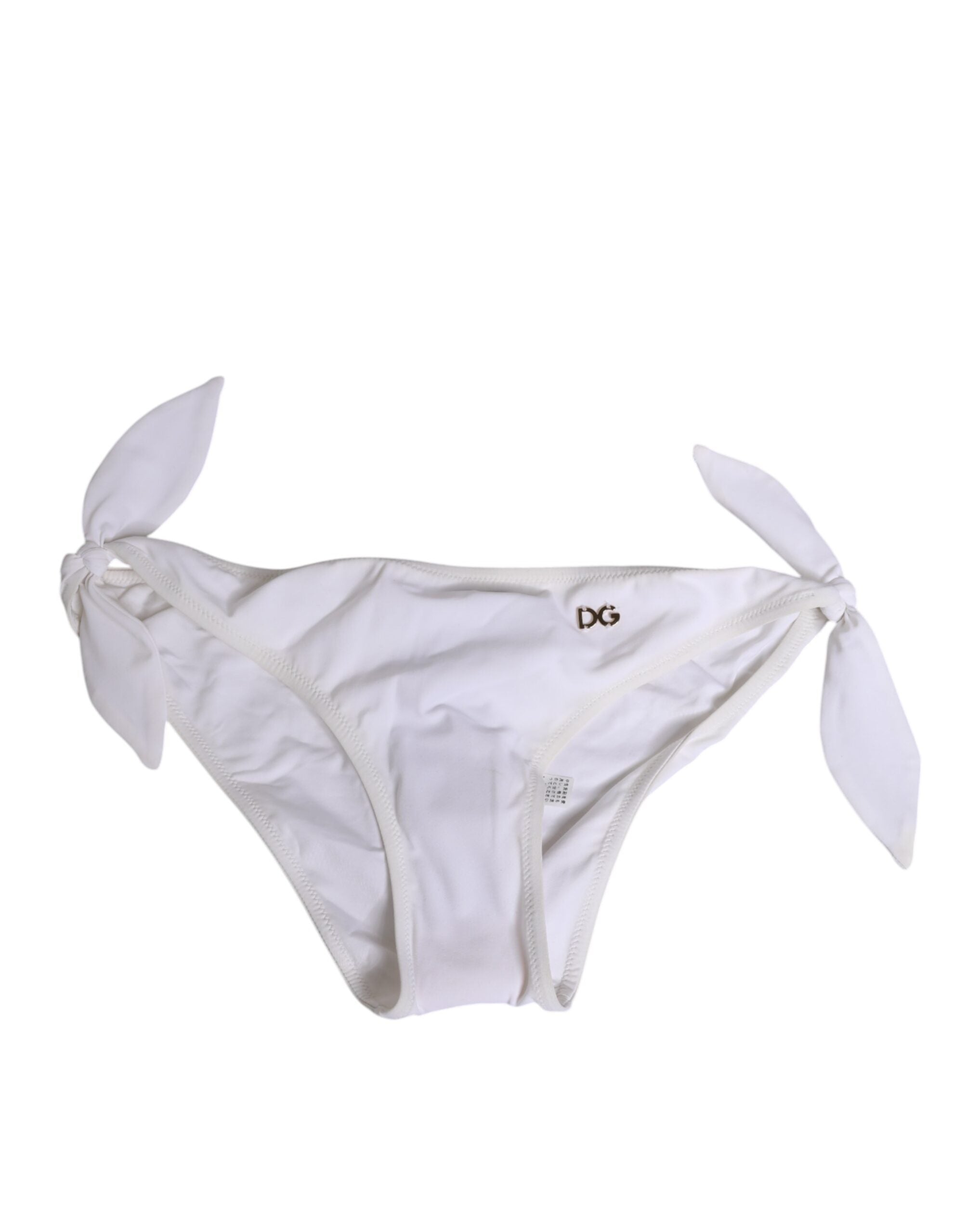 White Side Tie Logo Bikini Bottom Underwear - ventzia