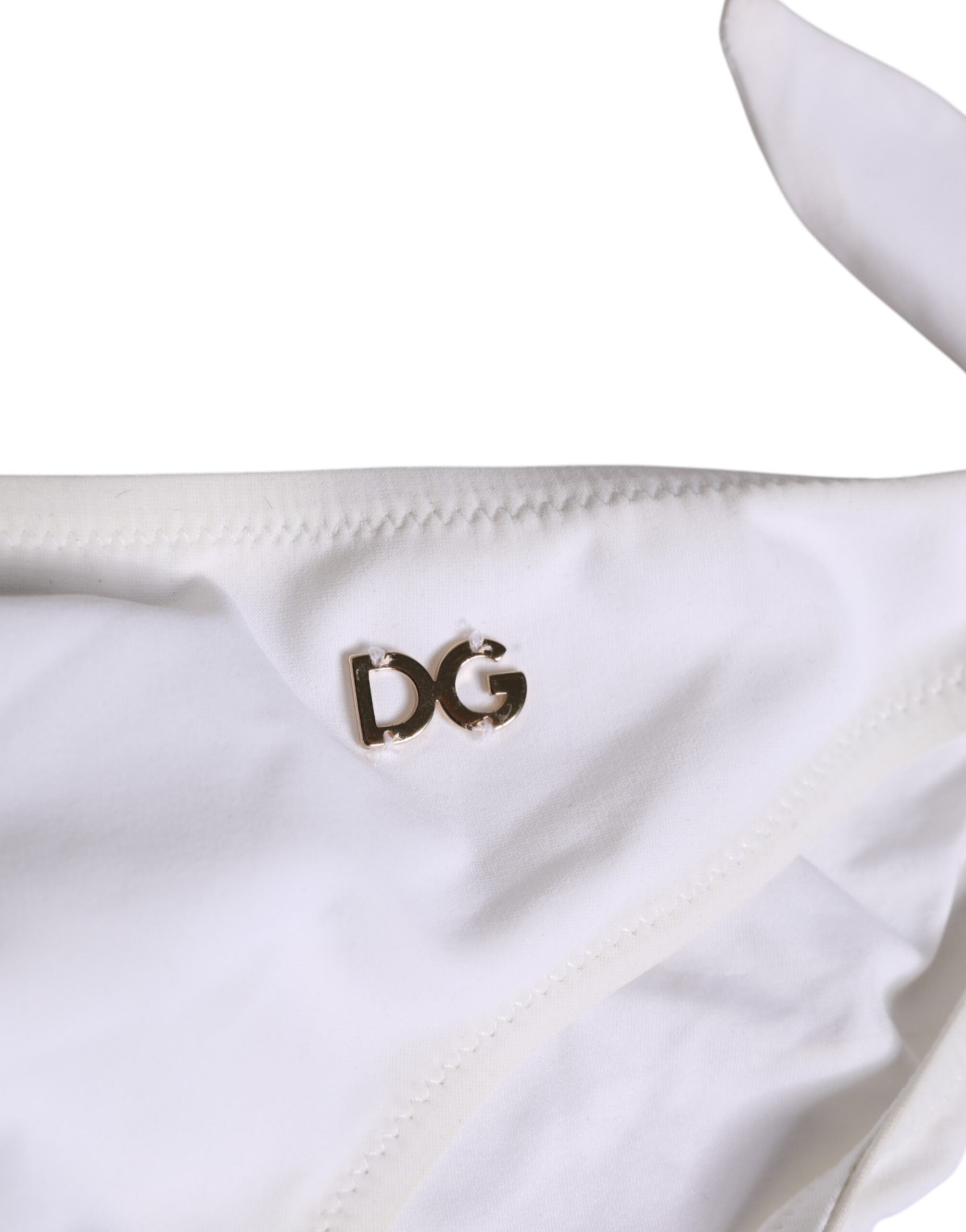 White Side Tie Logo Bikini Bottom Underwear - ventzia