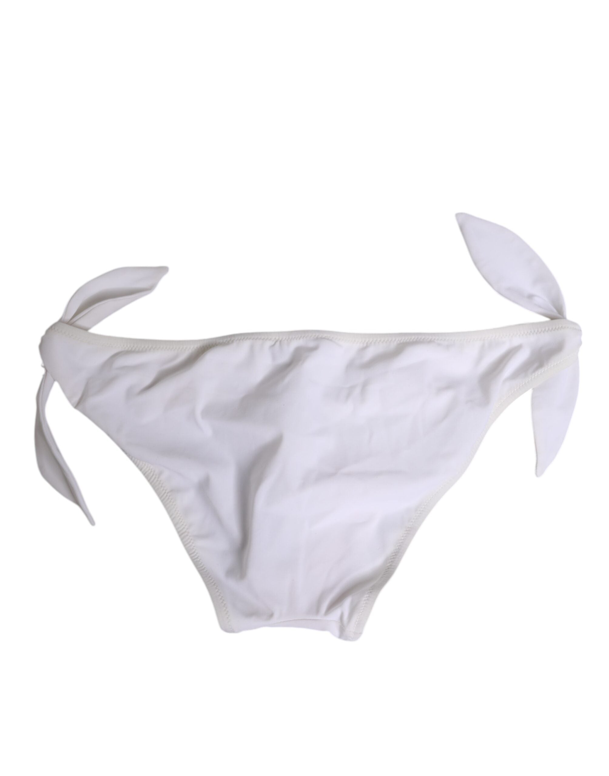 White Side Tie Logo Bikini Bottom Underwear - ventzia