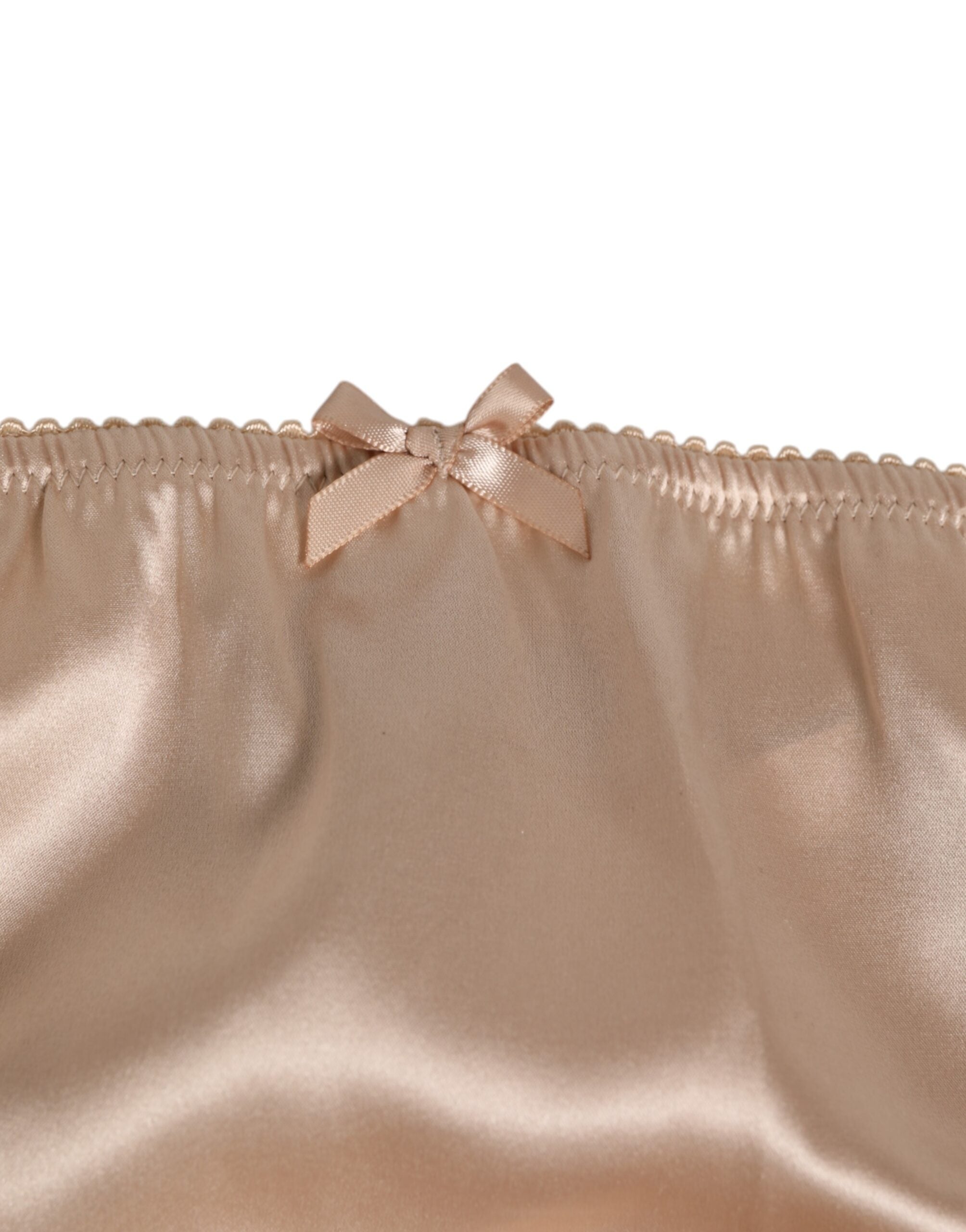 Rosy Beige Silk Satin Lace Trim Panty Underwear - ventzia