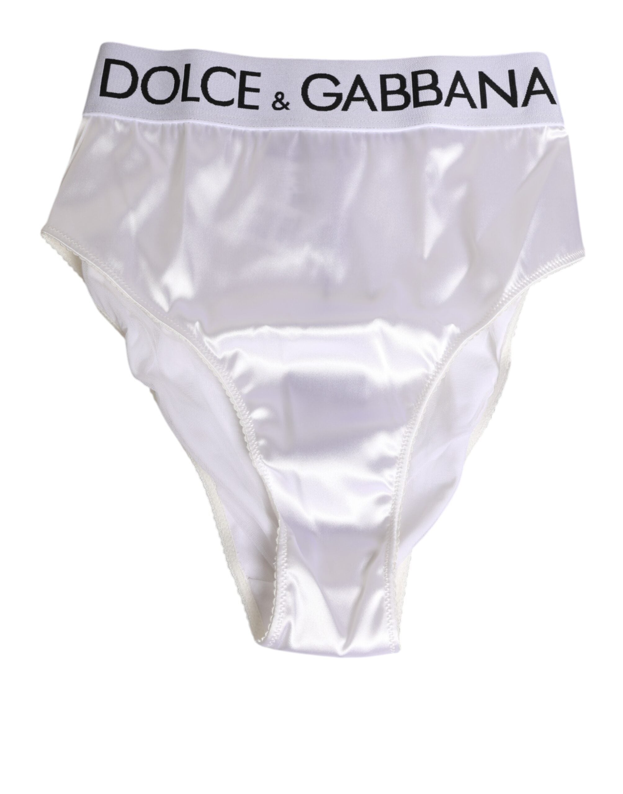 White Satin High-Waist Brief Logo Women Underwear - ventzia