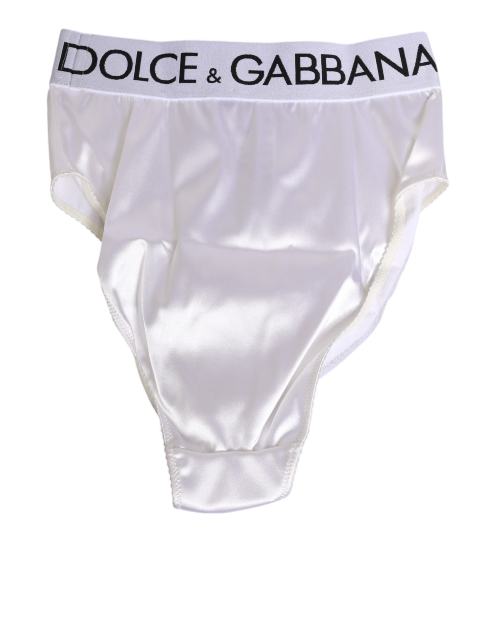 White Satin High-Waist Brief Logo Women Underwear - ventzia
