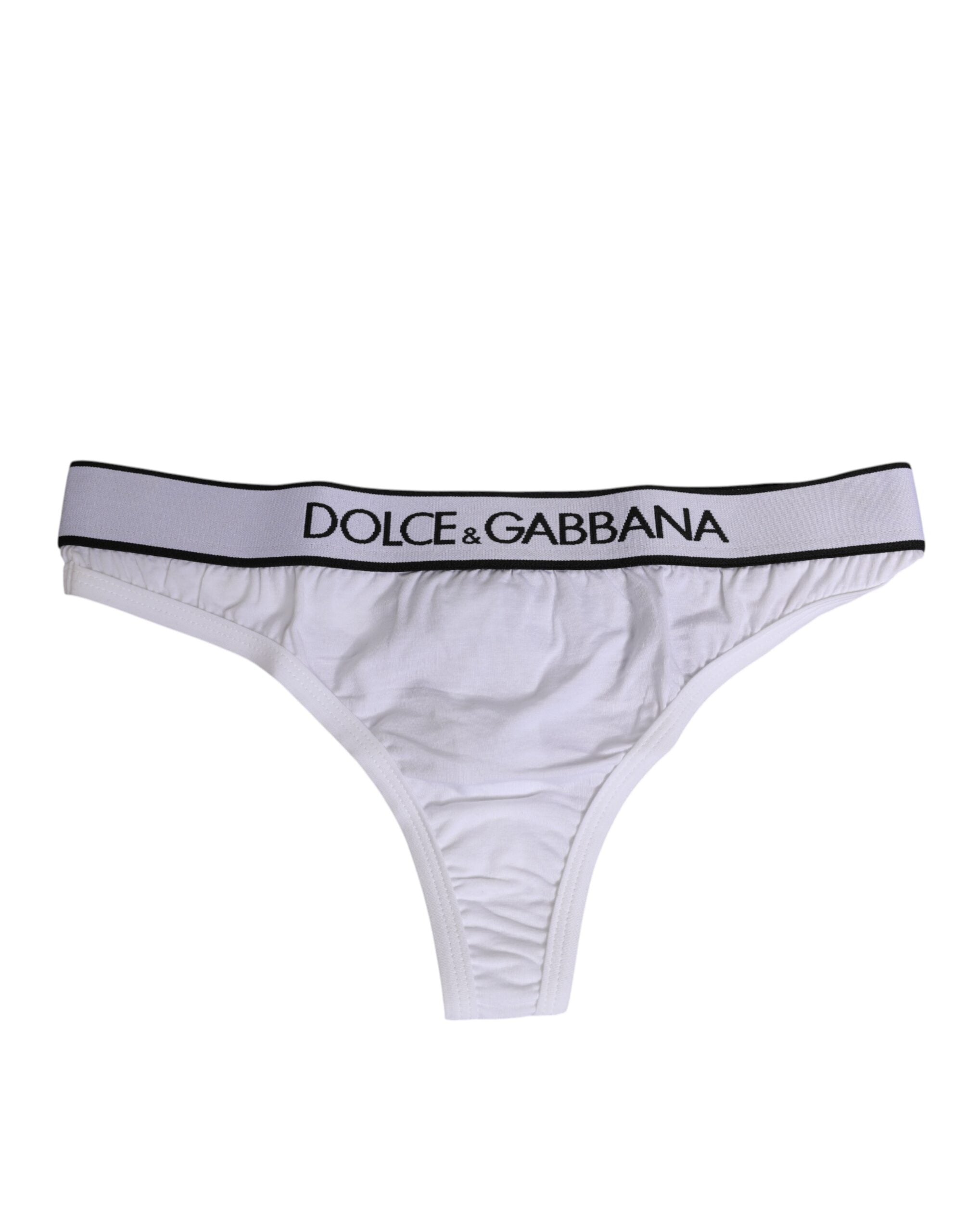 White Logo Waistband Modal Cotton Thong  Underwear - ventzia