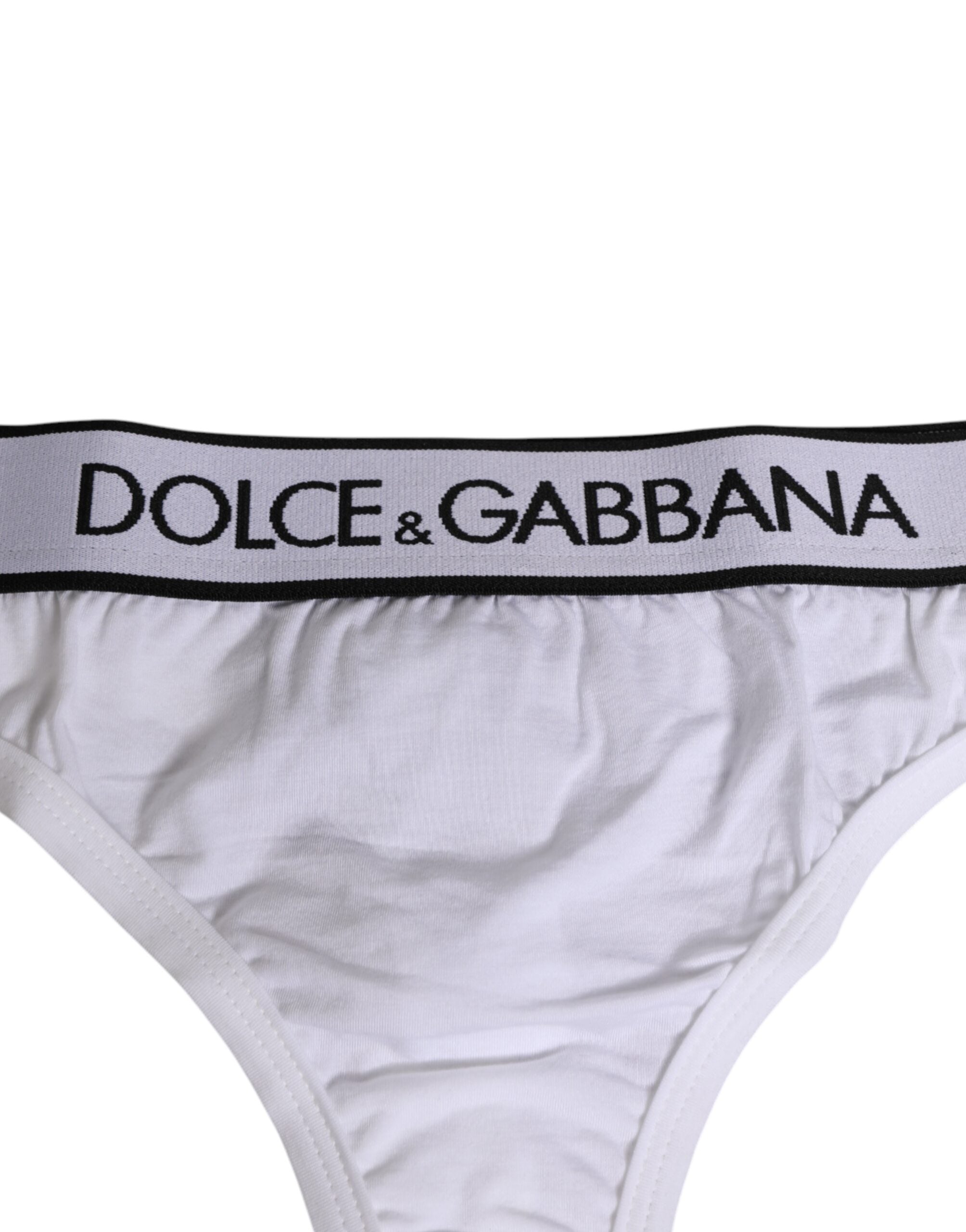 White Logo Waistband Modal Cotton Thong  Underwear - ventzia