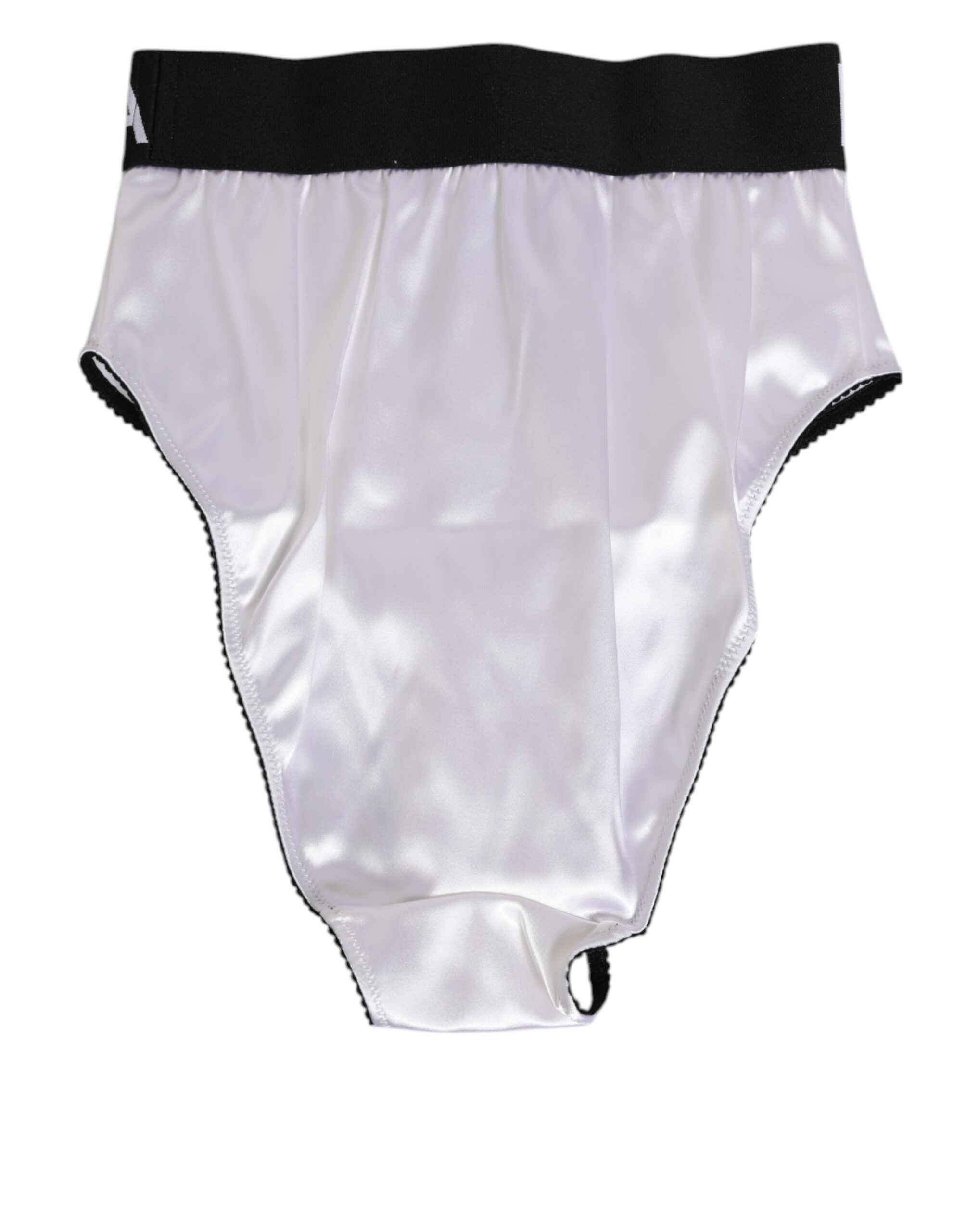 White Satin High-Waist Black Logo Women Underwear - ventzia