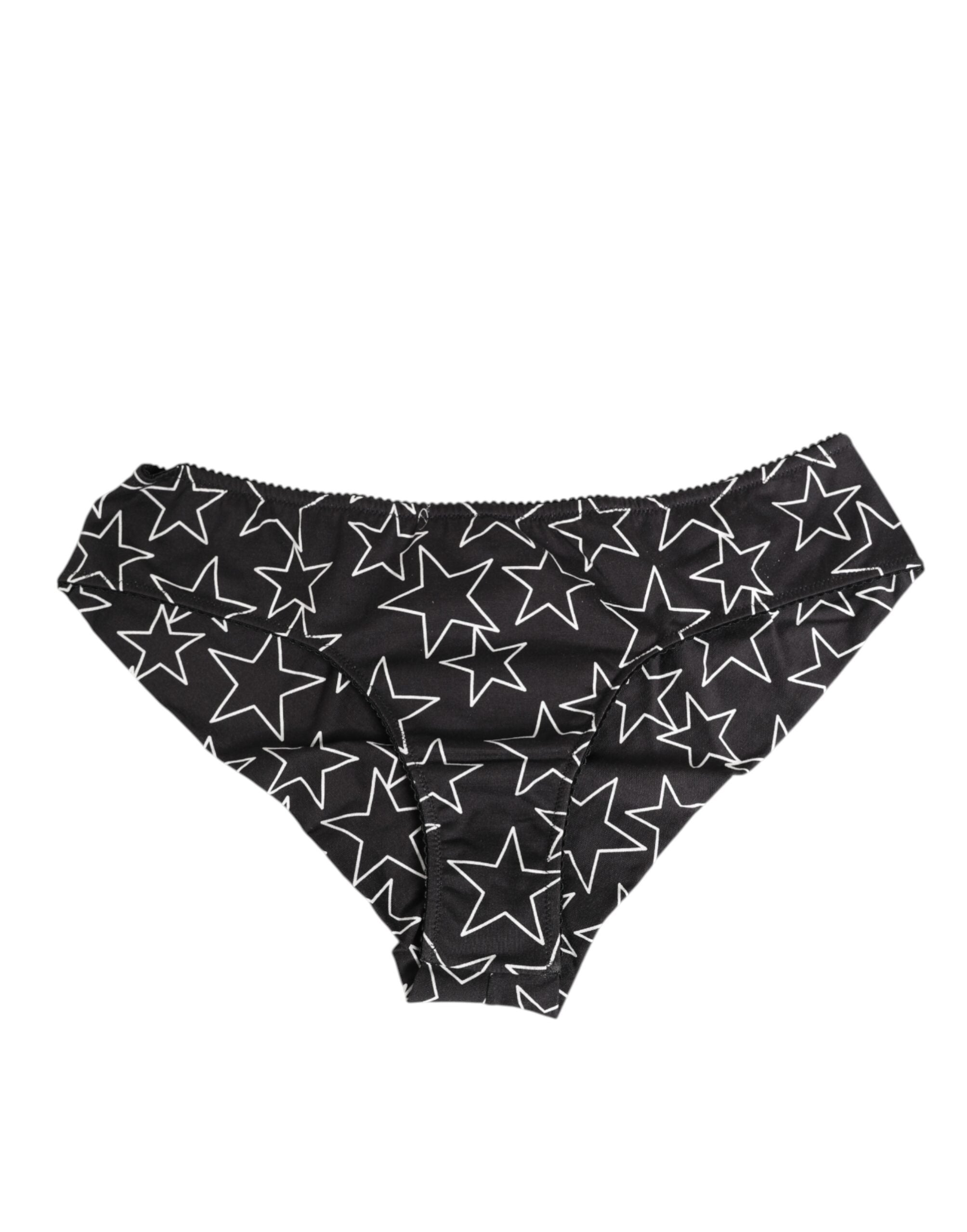 Black White Star Print Cotton Slip Panty Underwear - ventzia