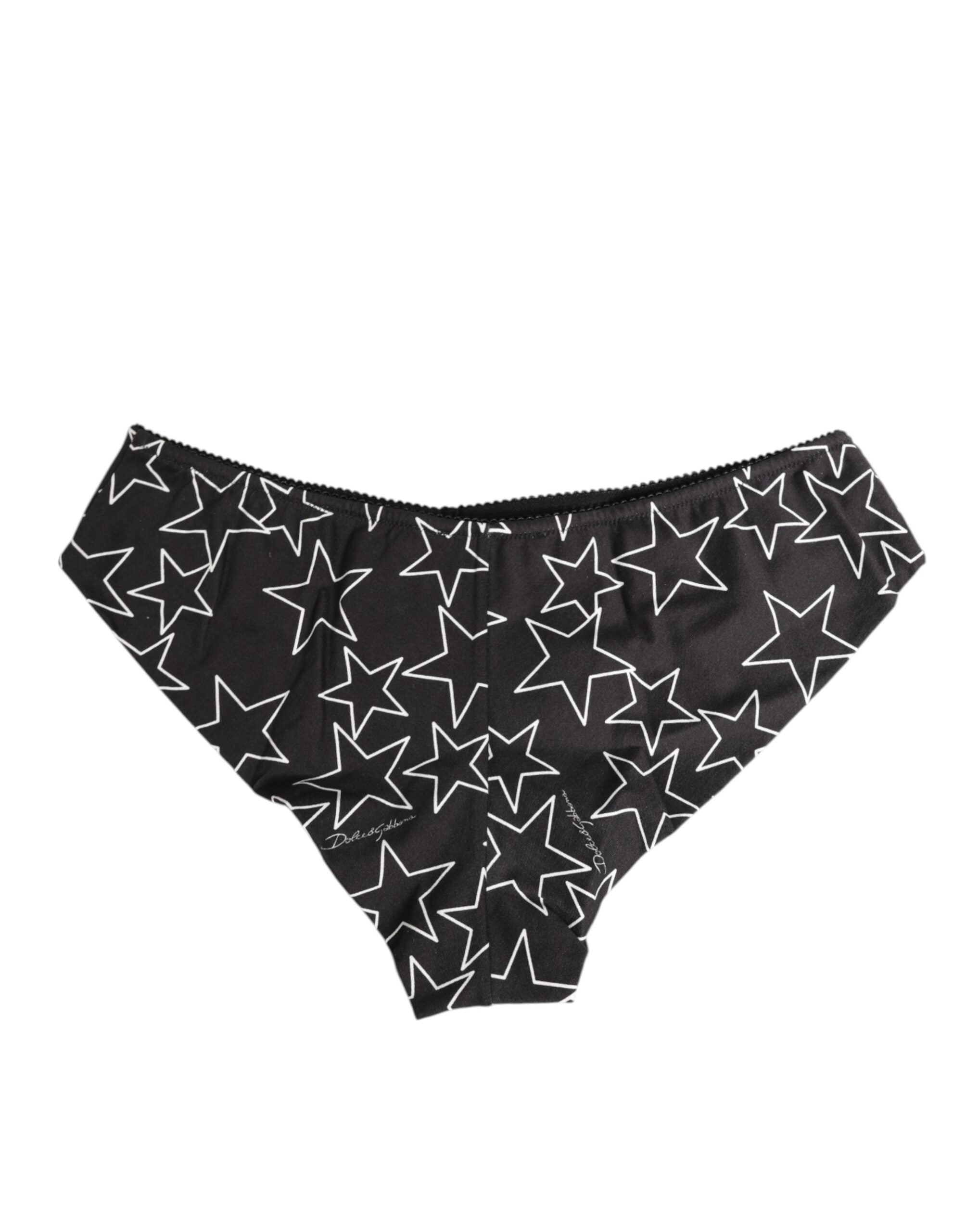 Black White Star Print Cotton Slip Panty Underwear - ventzia