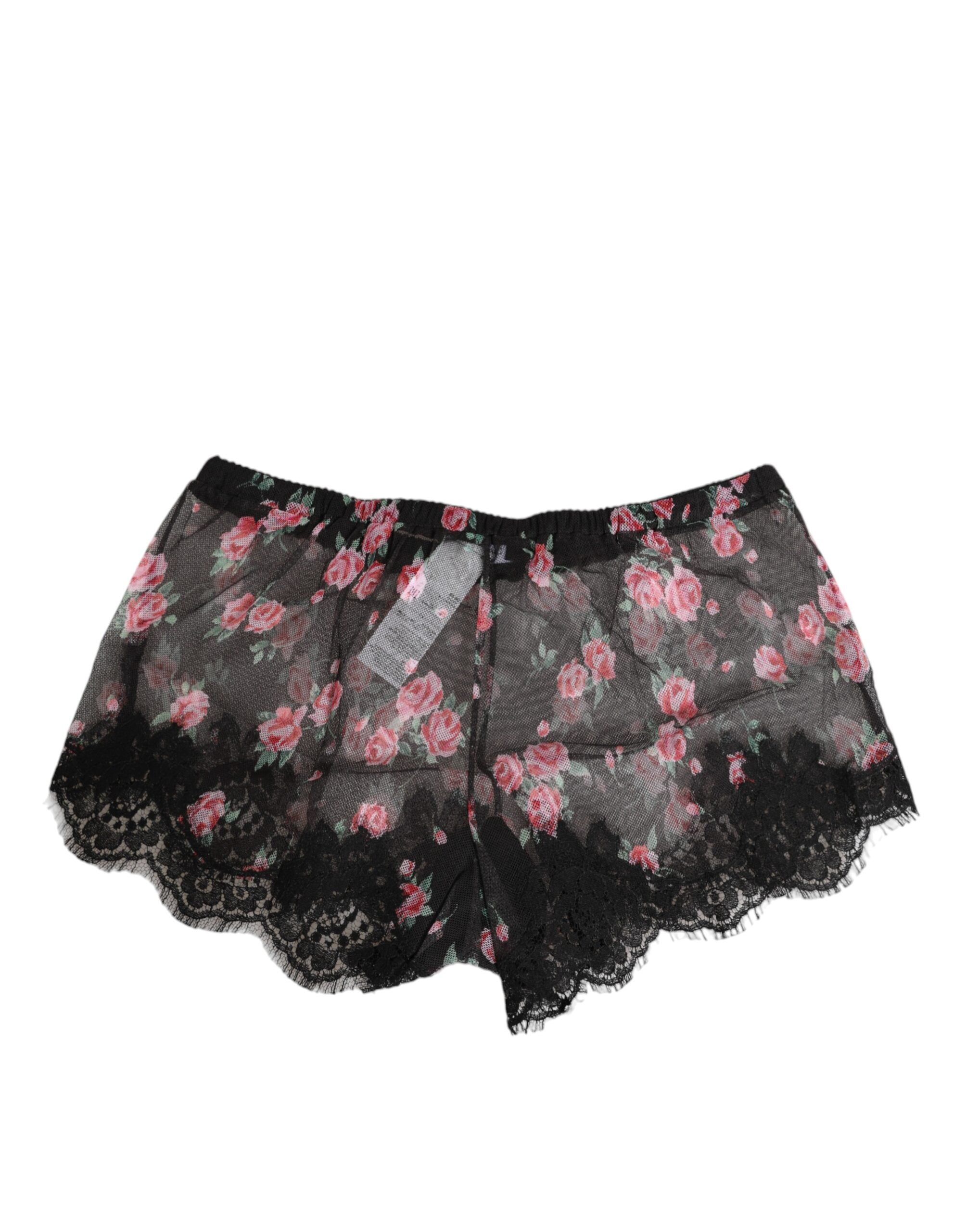 Black Pink Floral Lace Mesh Lingeri Underwear - ventzia