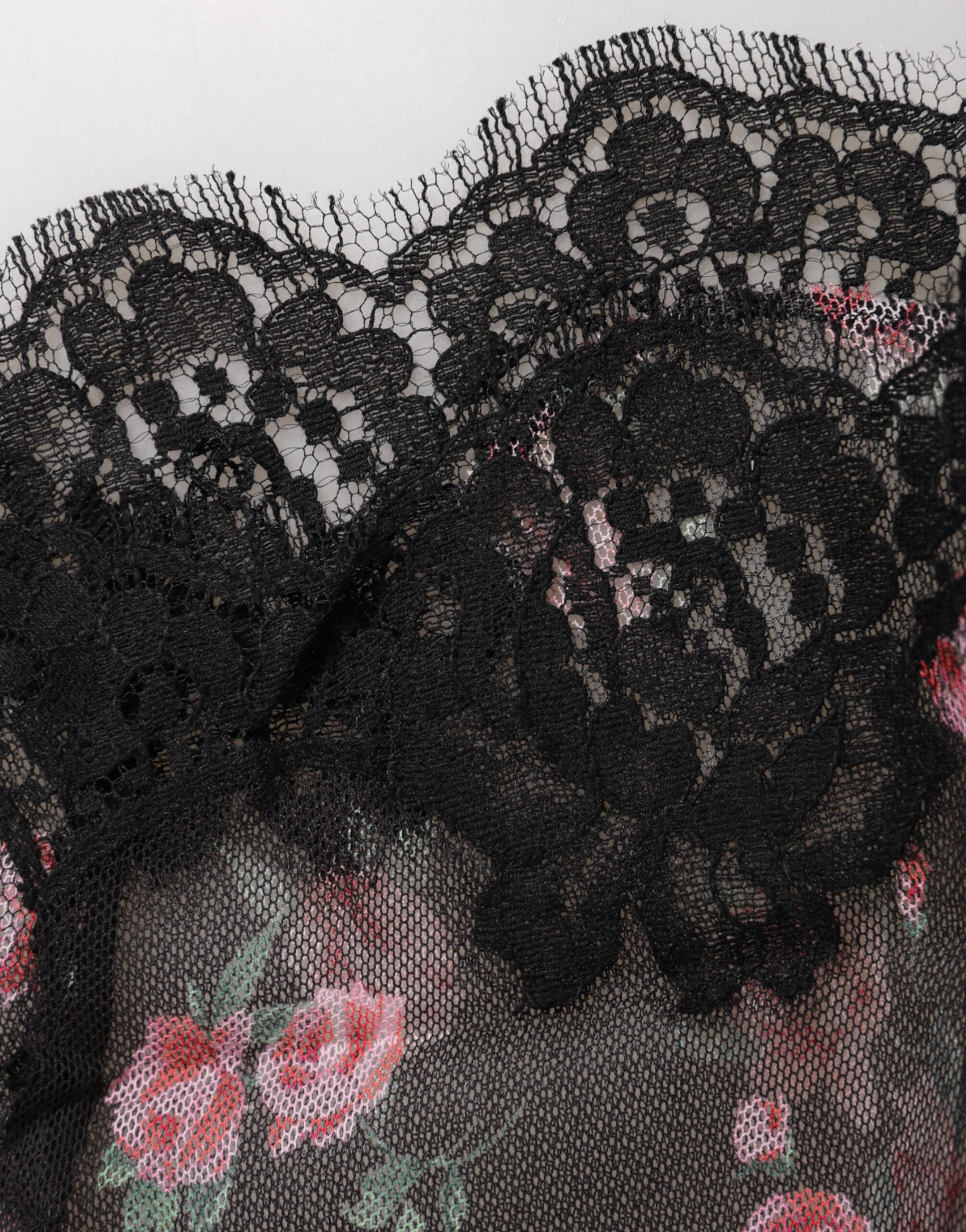 Black Pink Floral Lace Mesh Lingeri Underwear - ventzia