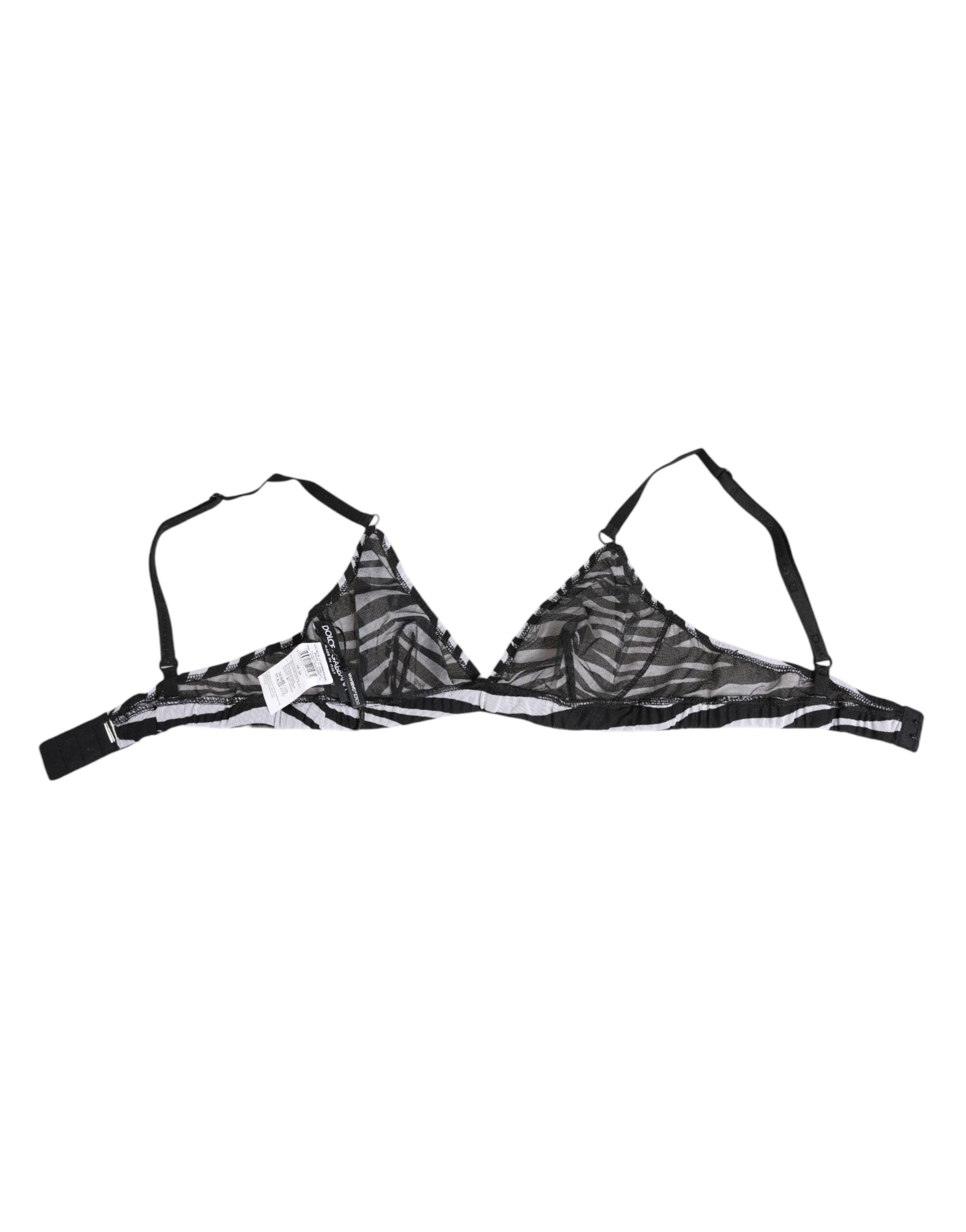 Black White Zebra Print Sheer Mesh Bralette Underwear - ventzia