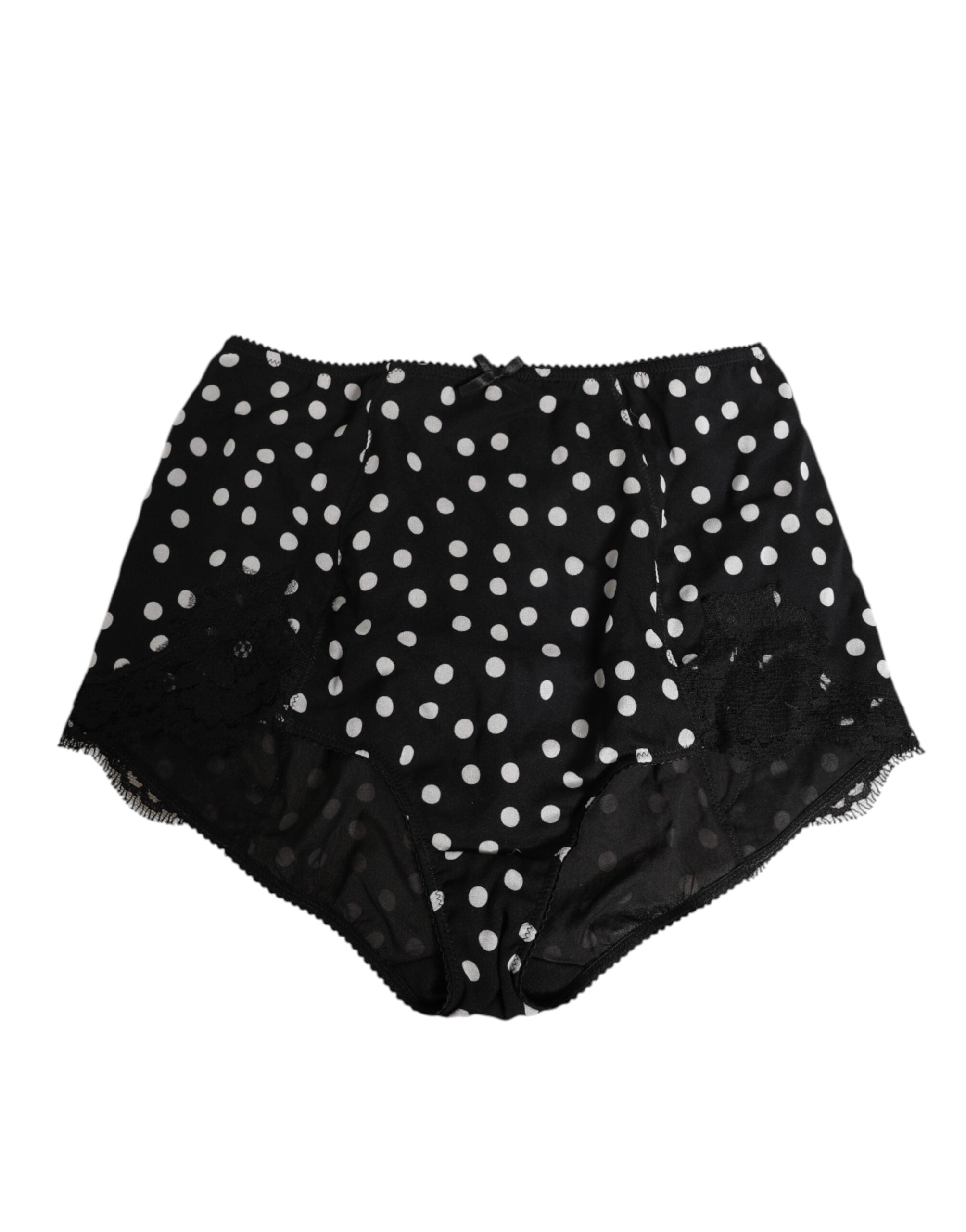 Black White Polka Dot Silk Slip Panty Underwear - ventzia