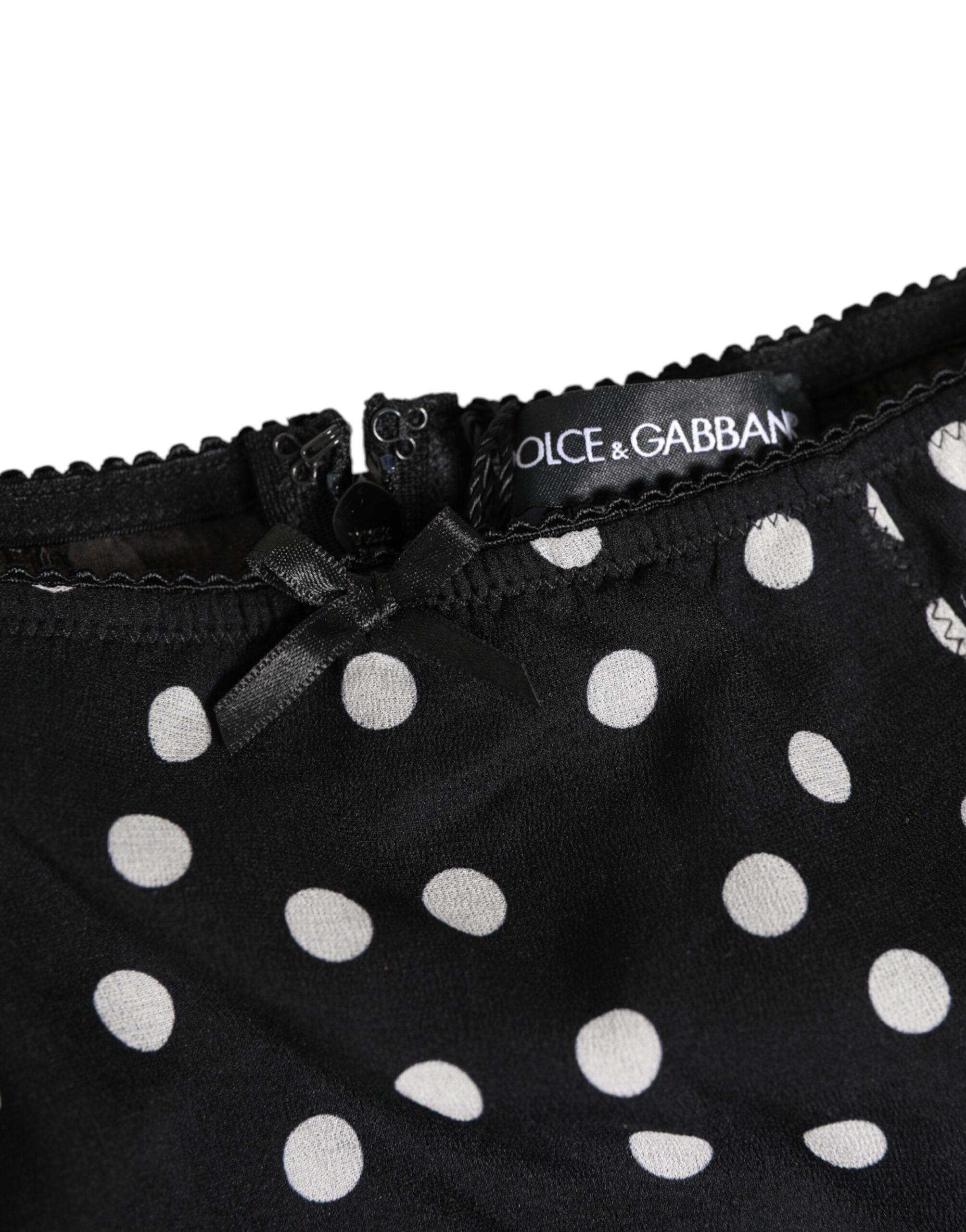 Black White Polka Dot Silk Slip Panty Underwear - ventzia