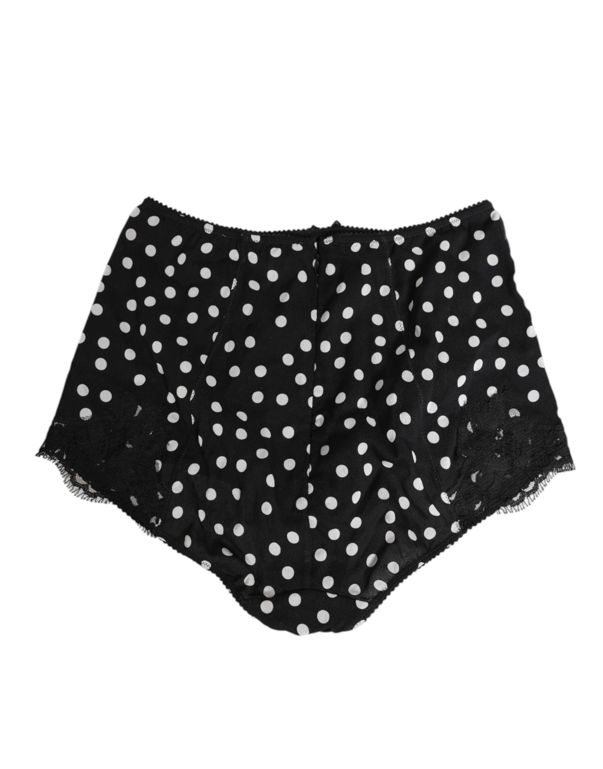 Black White Polka Dot Silk Slip Panty Underwear - ventzia