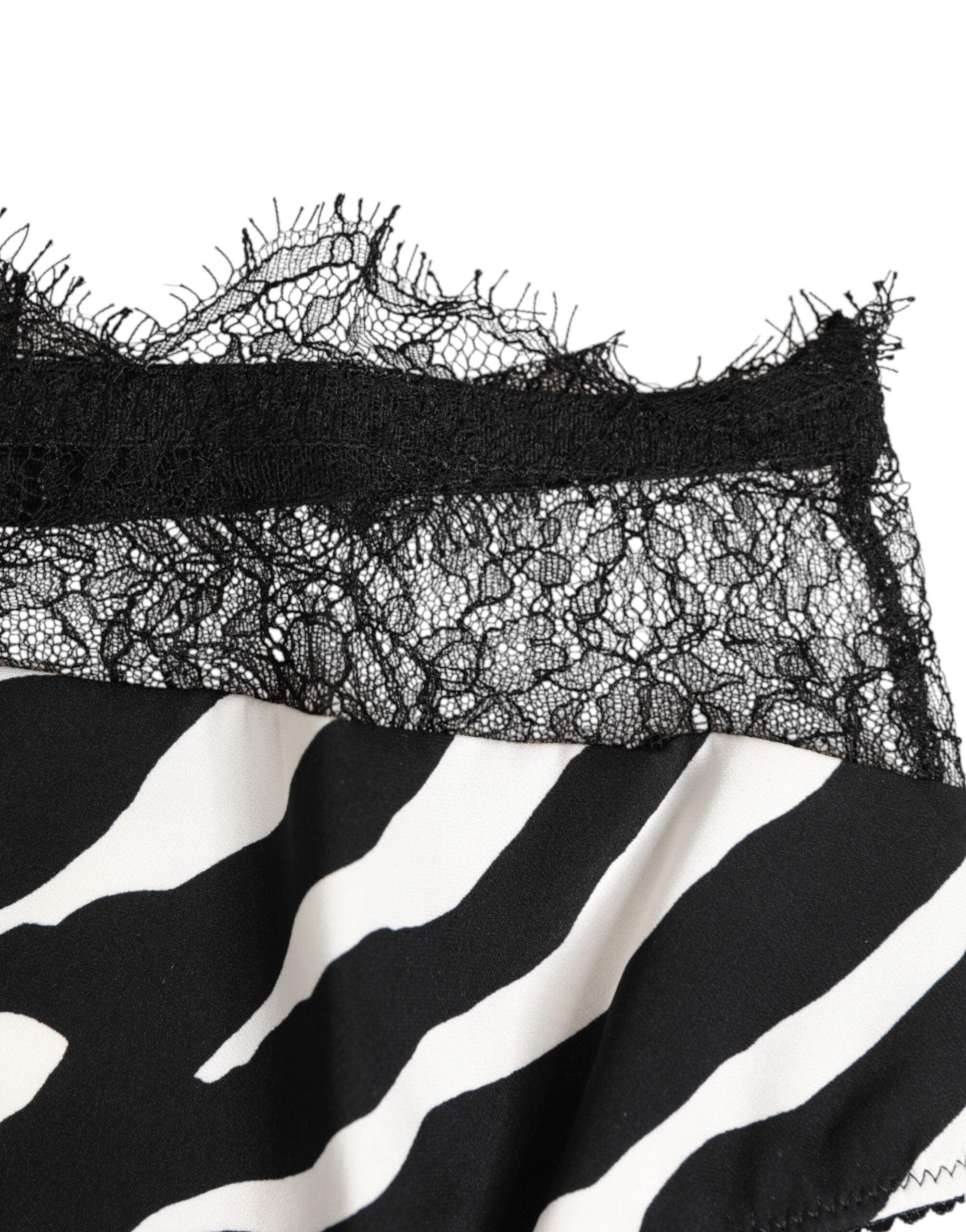 Black White Zebra Print Lace Trim High Underwear - ventzia