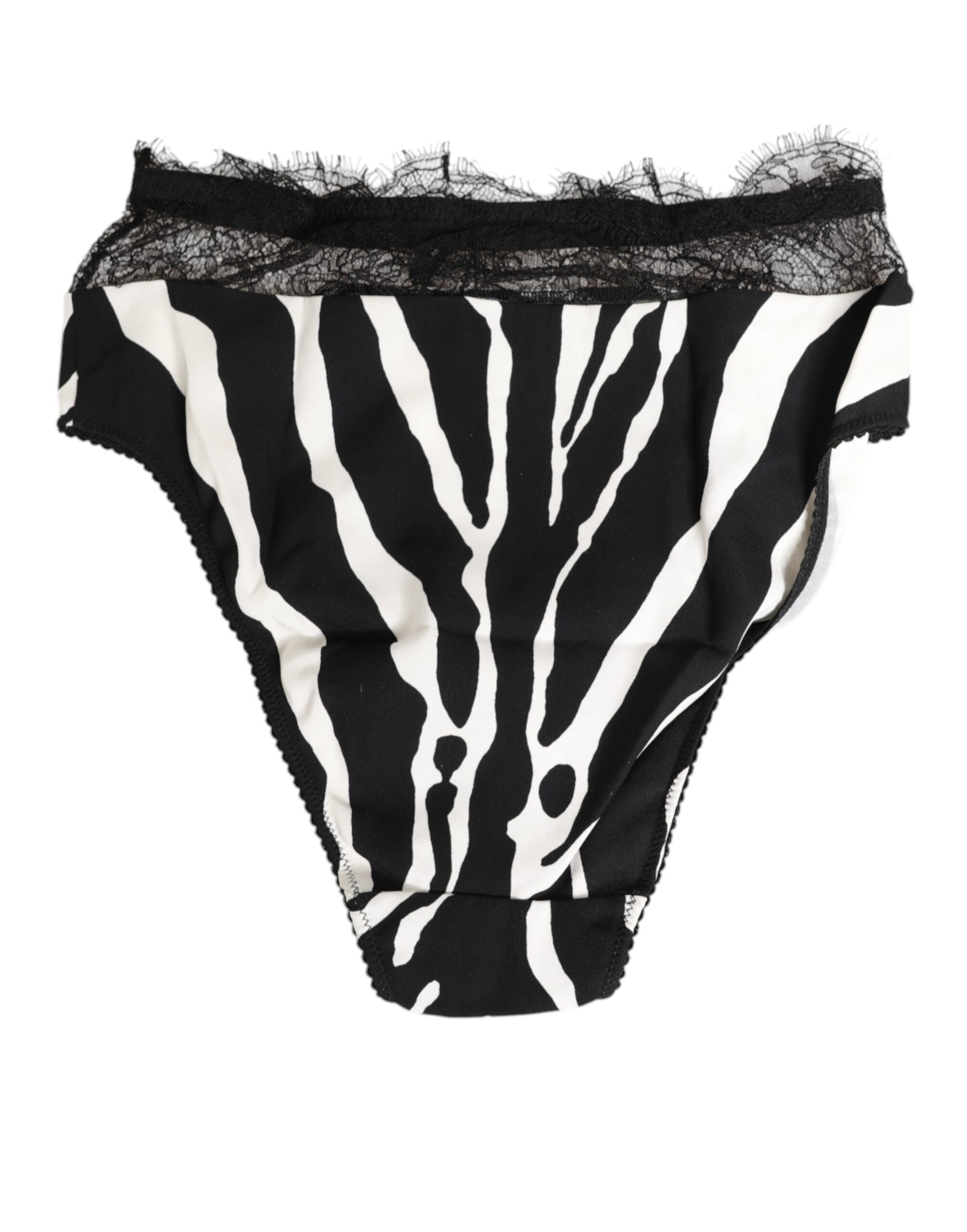 Black White Zebra Print Lace Trim High Underwear - ventzia