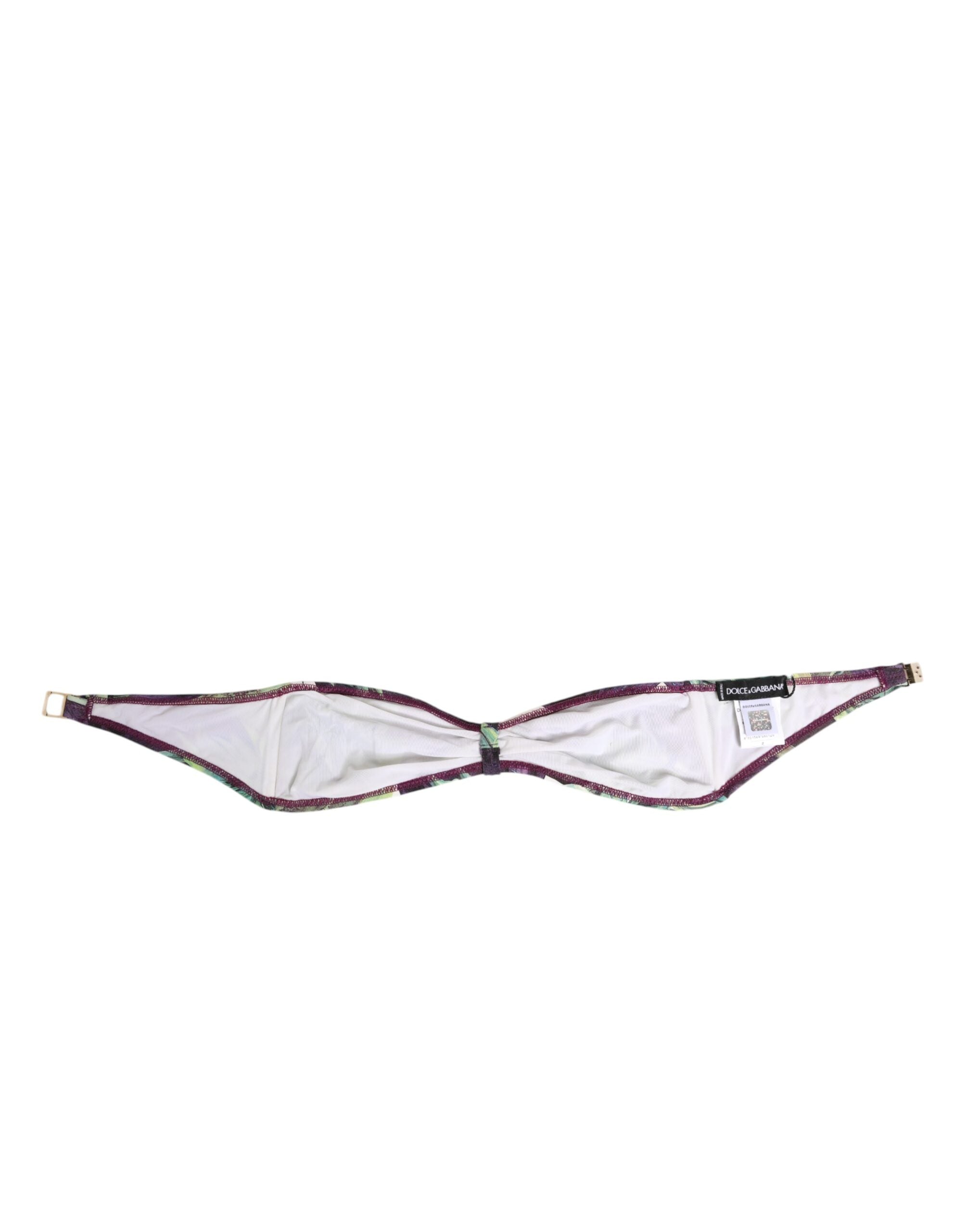 Purple Green Leaf Print Bandeau Swimwear Underwear - ventzia