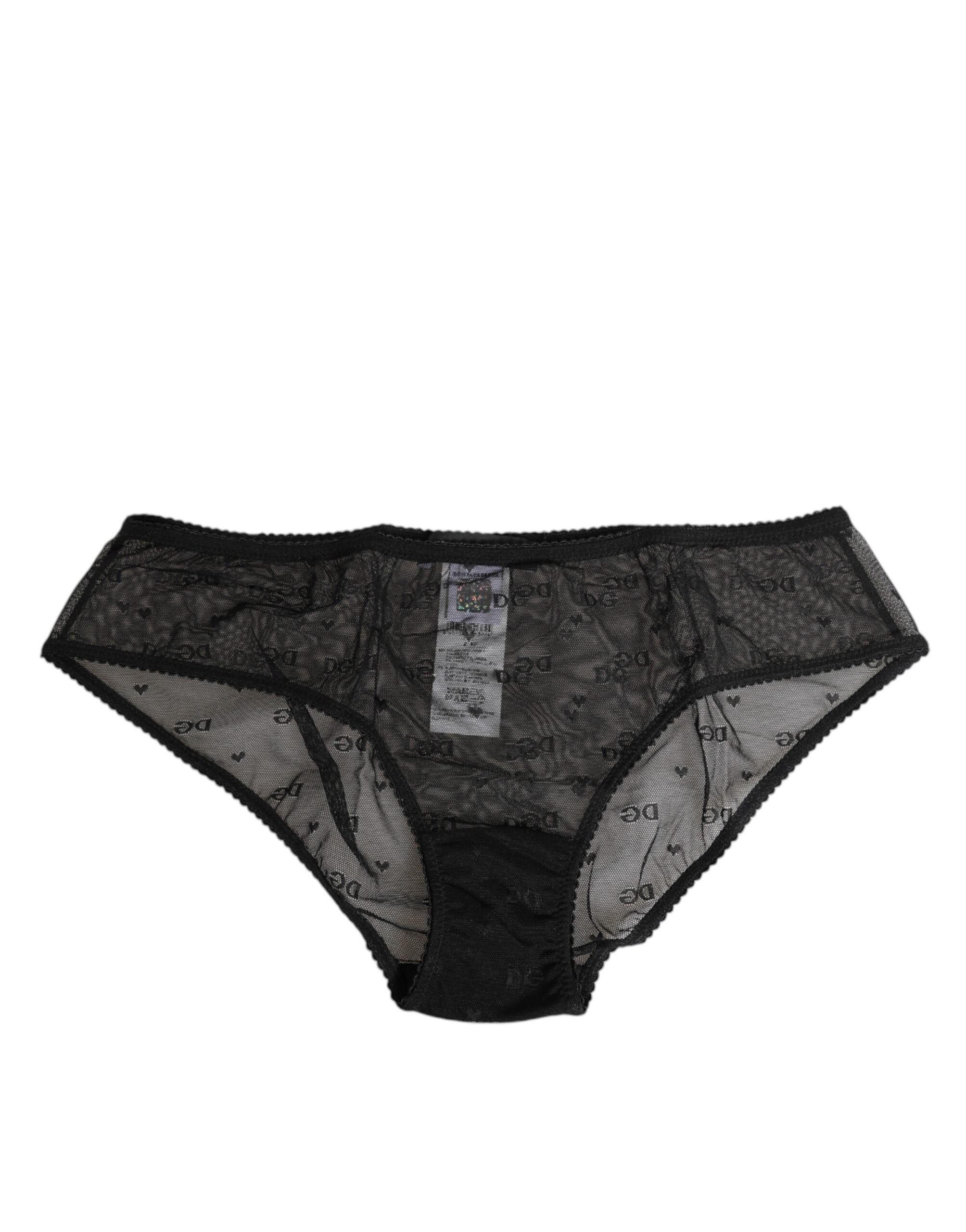 Black Sheer Mesh Lace Polka Dot Logo Underwear - ventzia