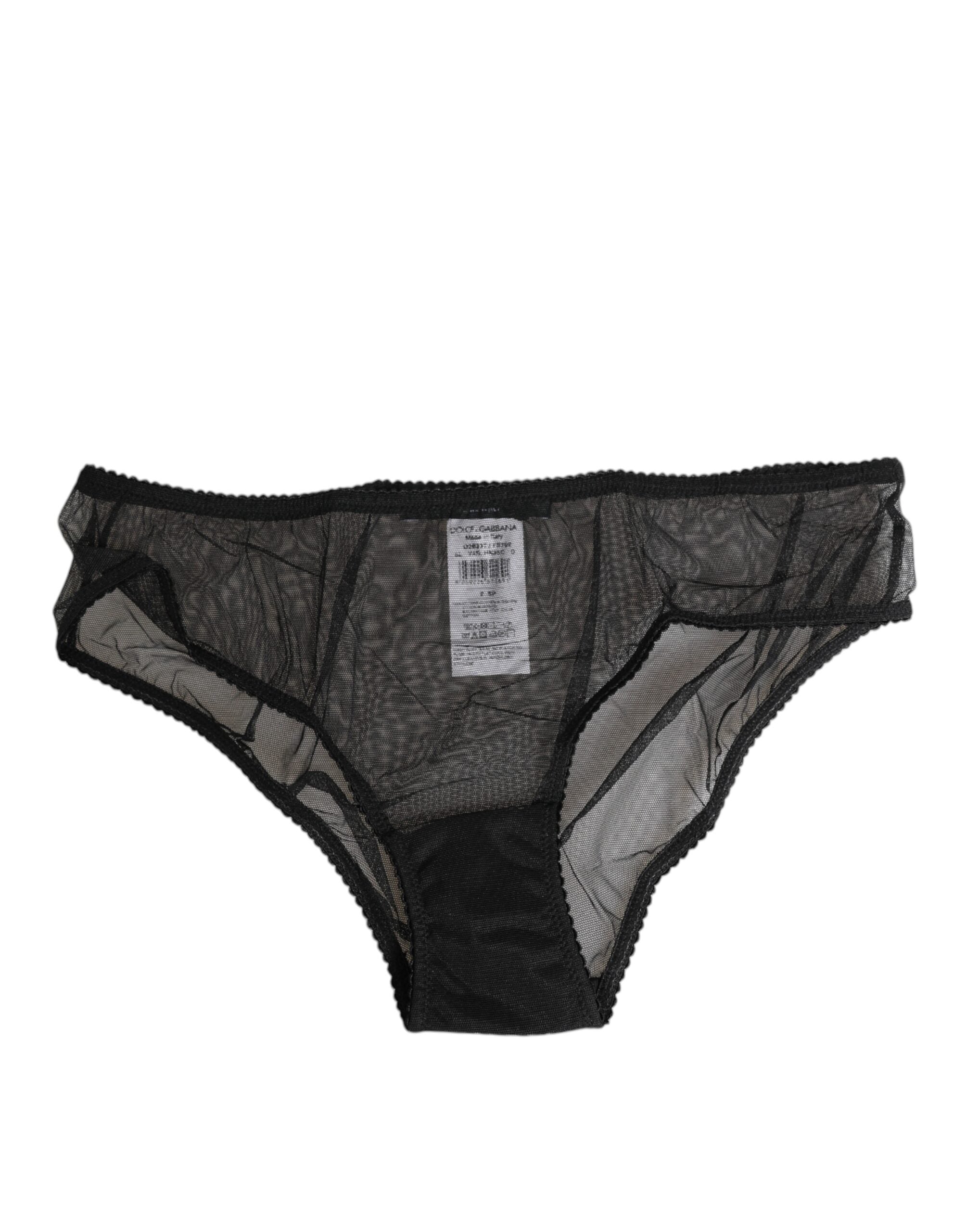 Black Sheer Mesh Lace Bikini Briefs Underwear - ventzia