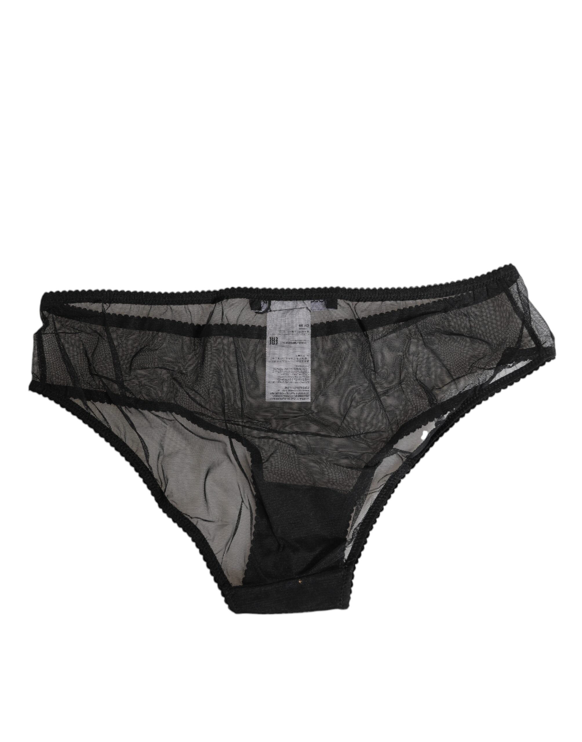 Black Sheer Mesh Lace Bikini Briefs Underwear - ventzia