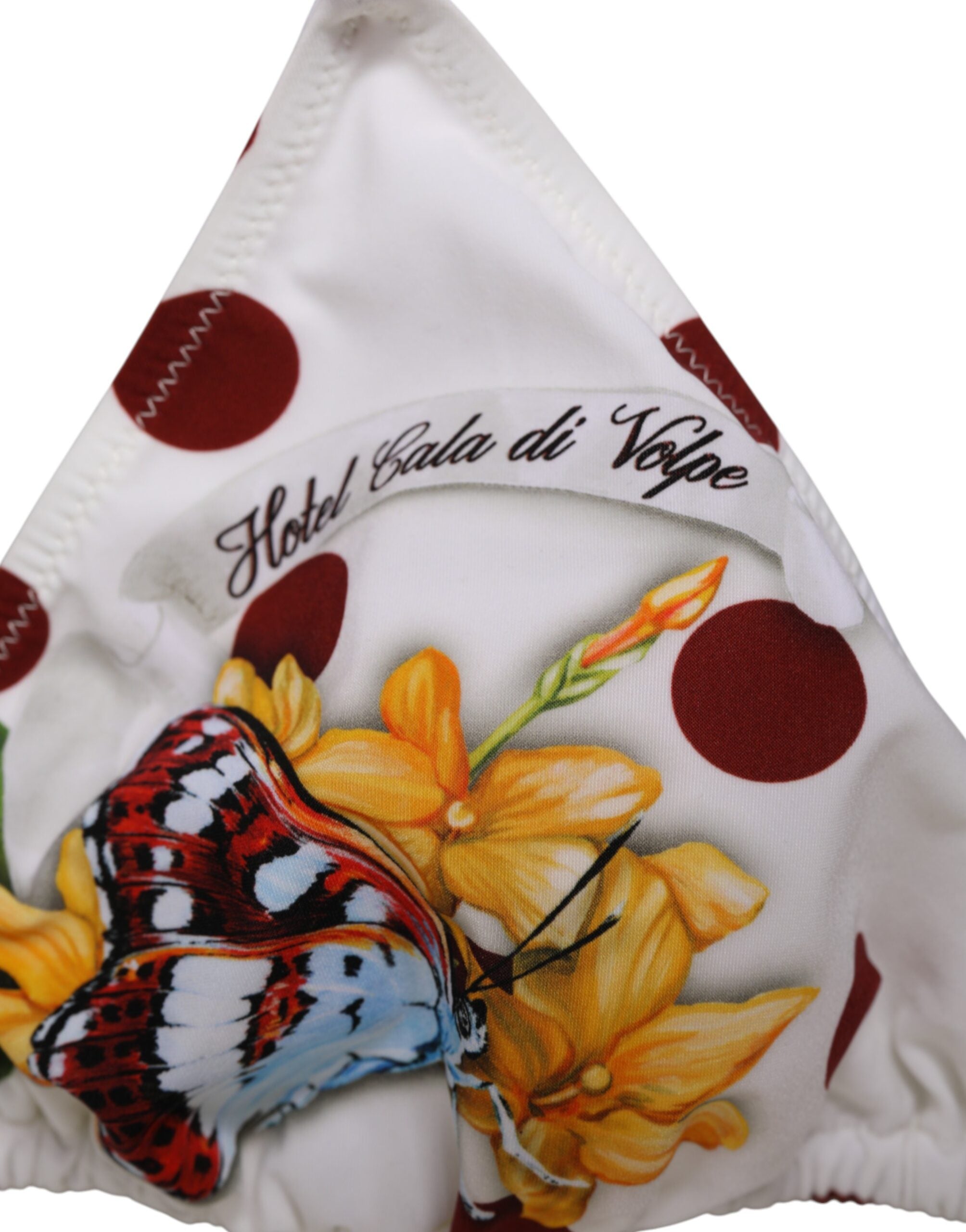 White Red Polka Dot Floral Print Triangle - ventzia