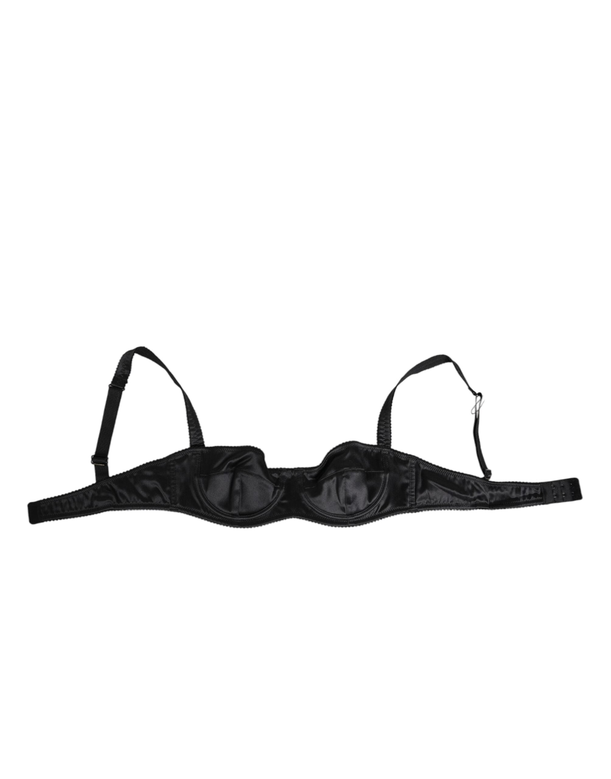 Black Satin Underwire Bra Lingerie IT2 Underwear - ventzia