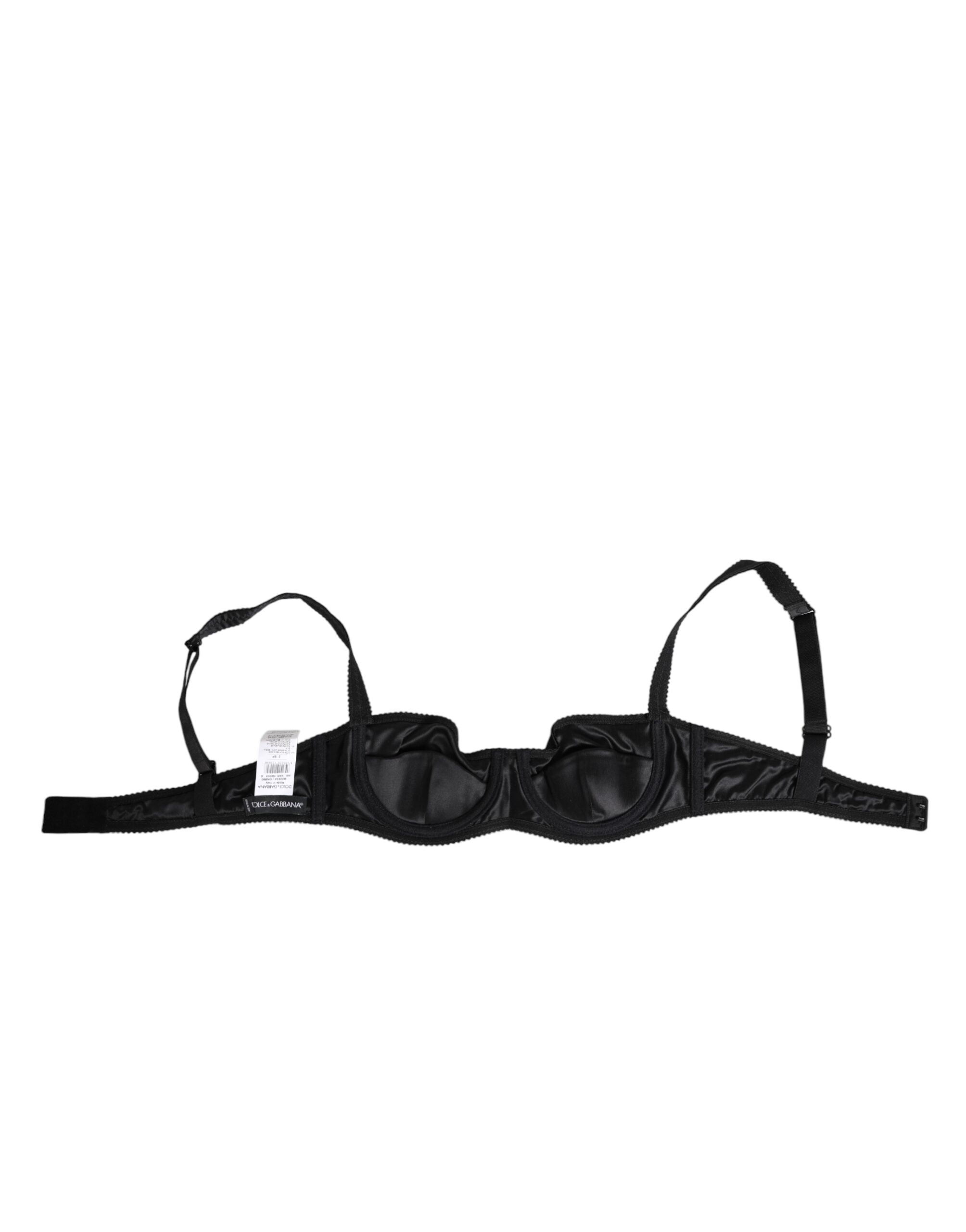 Black Satin Underwire Bra Lingerie IT2 Underwear - ventzia